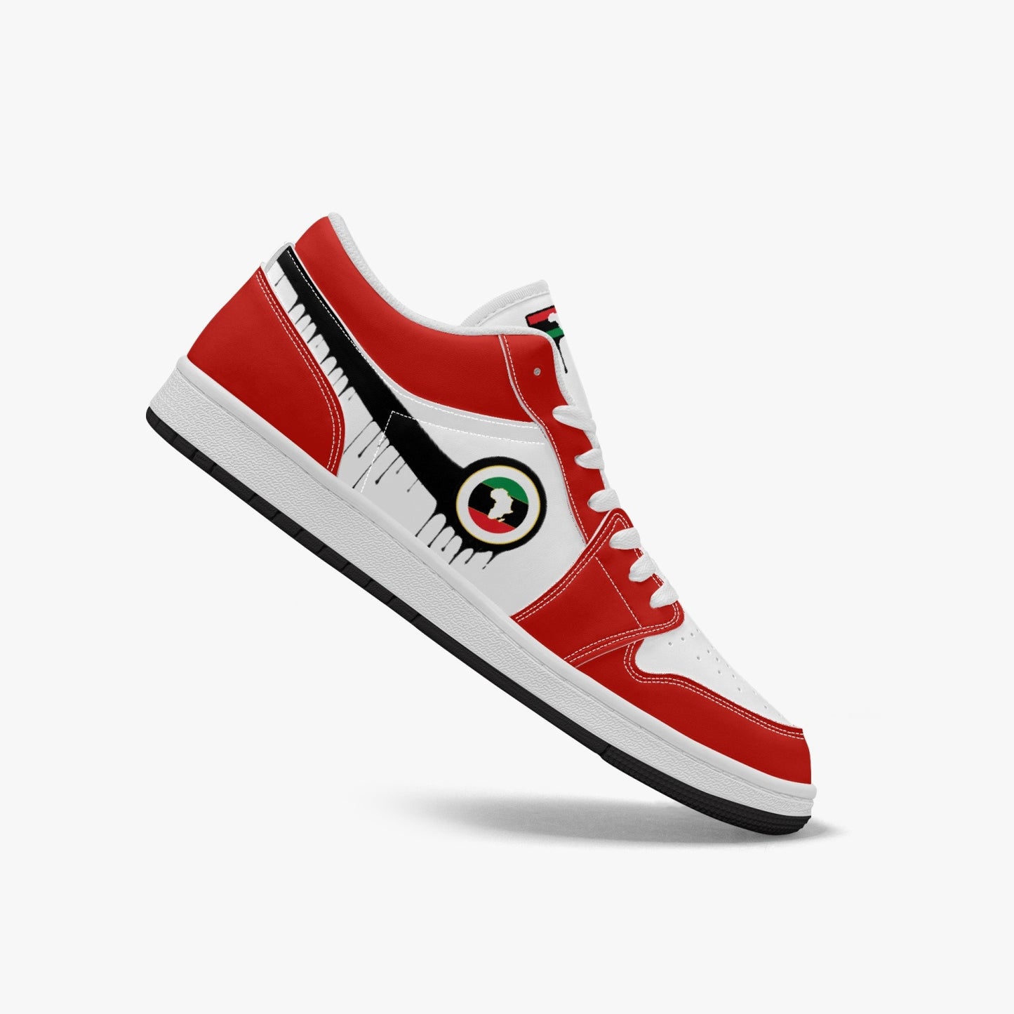 Air Africa Black Drip / Red & White Low Tops (Black Sole) - Men's & Women's