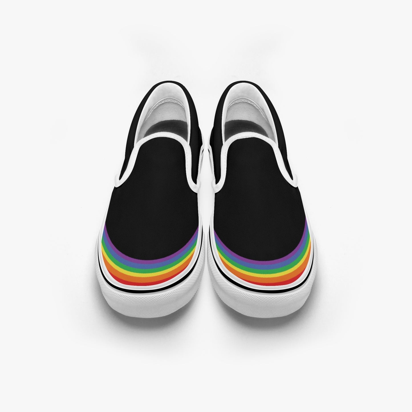 Rainbow Pride Canvas Slip-Ons (Black) - Men's & Women's