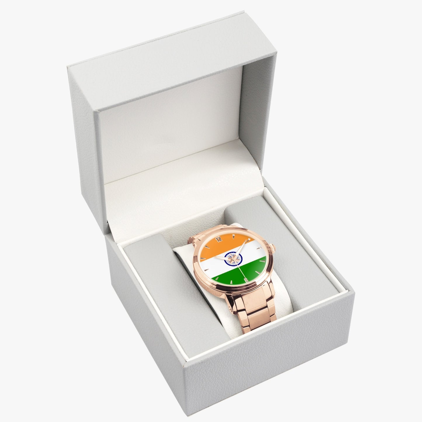 India Pride Stainless Steel Luxury Men's Watch - Silver / Rose Gold / Black