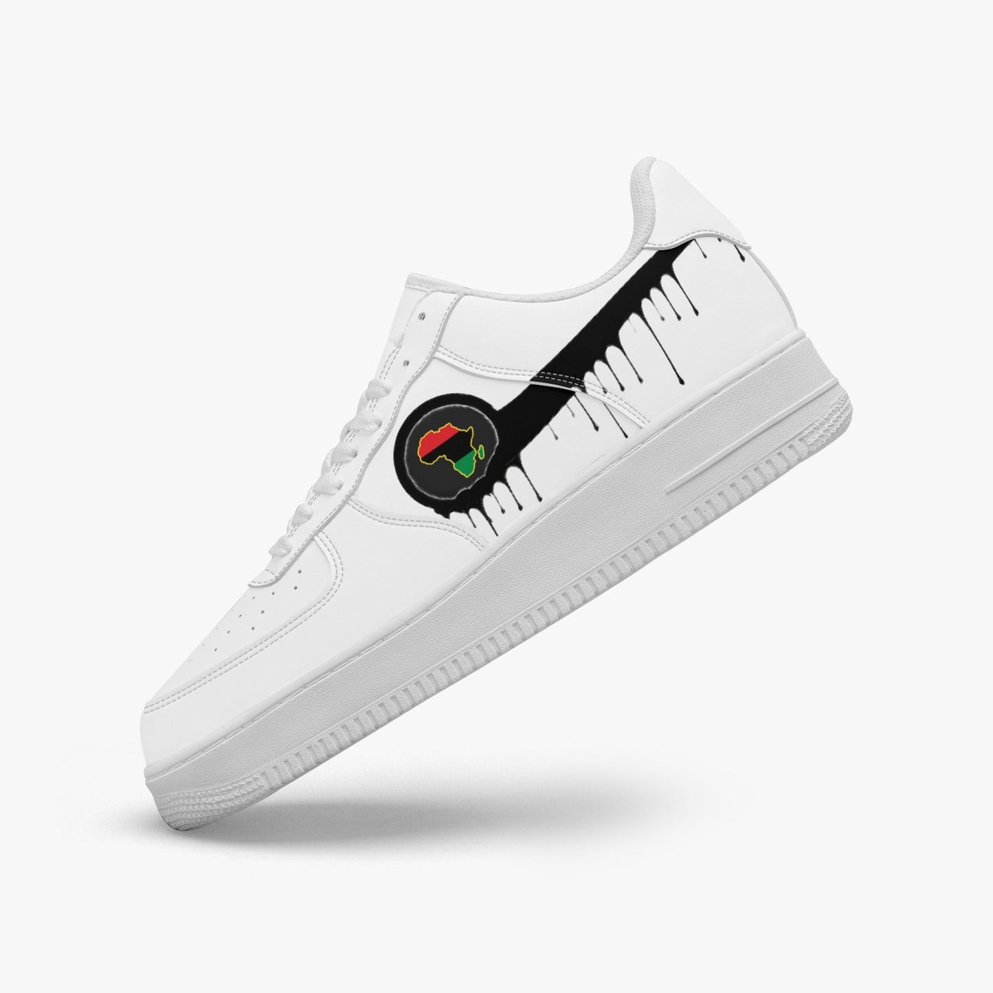 Africa Black Drip R-Force 1 Low Tops (White) - Men's & Women's