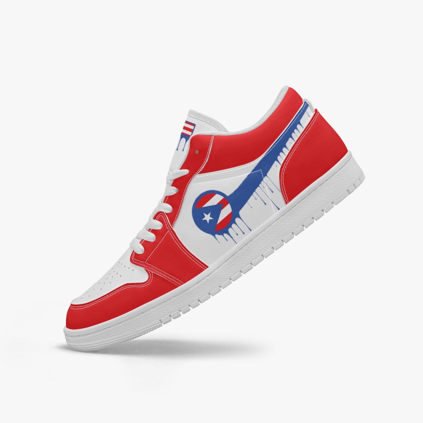 Air Puerto Rico Blue Drip / Red & White Low Tops (White Sole) - Men's & Women's