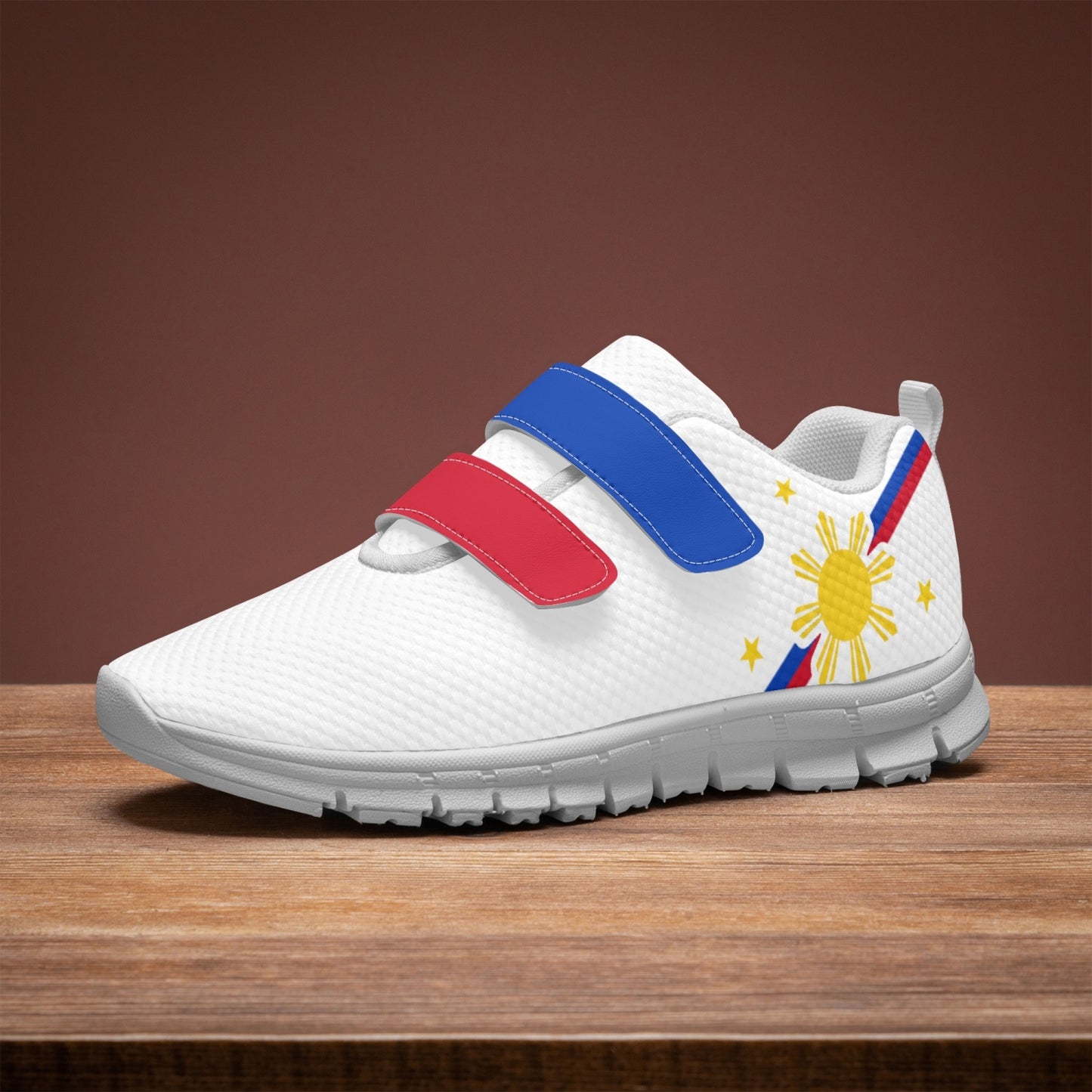 Philippines Pride Kid's Lightweight Velcro Mesh Sneaker - White