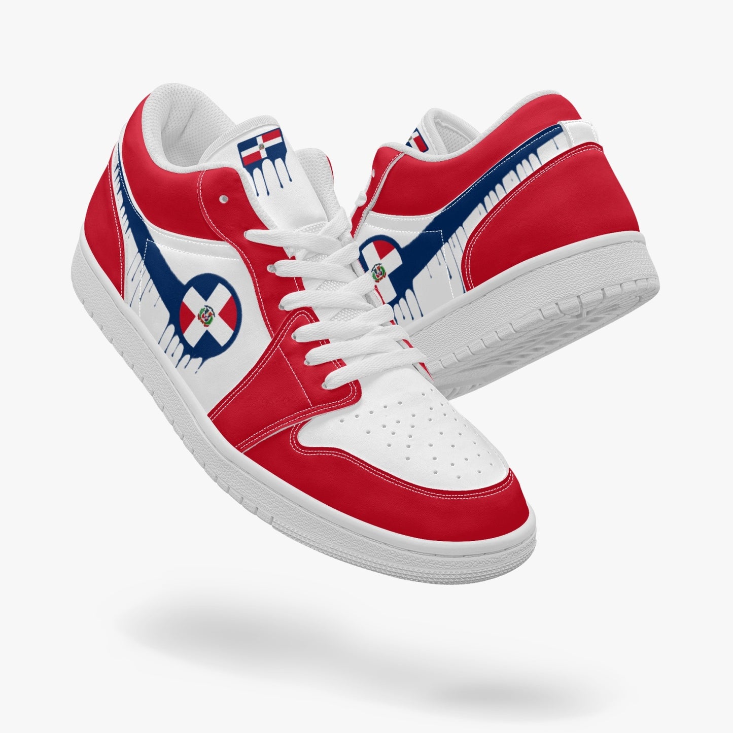 Air Dominican Blue Drip / Red & White Low Tops (White Sole) - Men's & Women's
