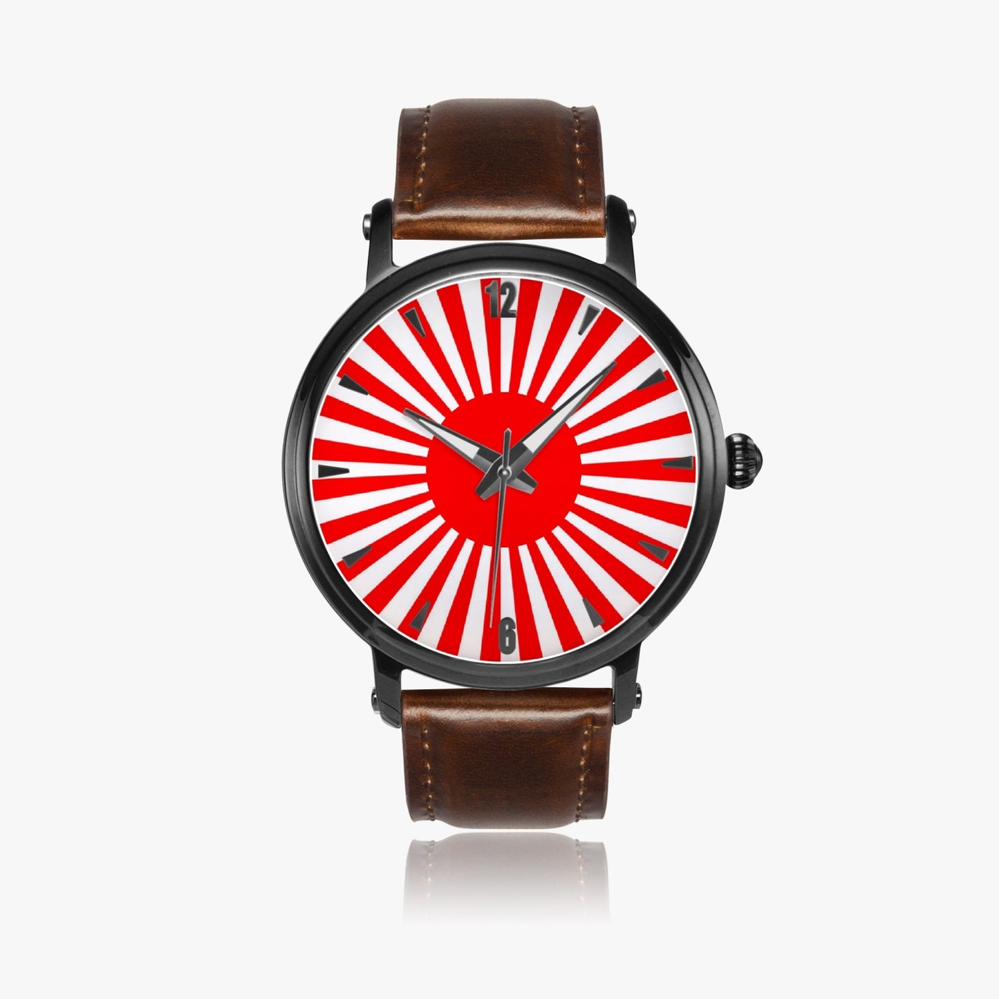 Japan Pride Premium Leather Men's Watch - Silver / Rose Gold / Black