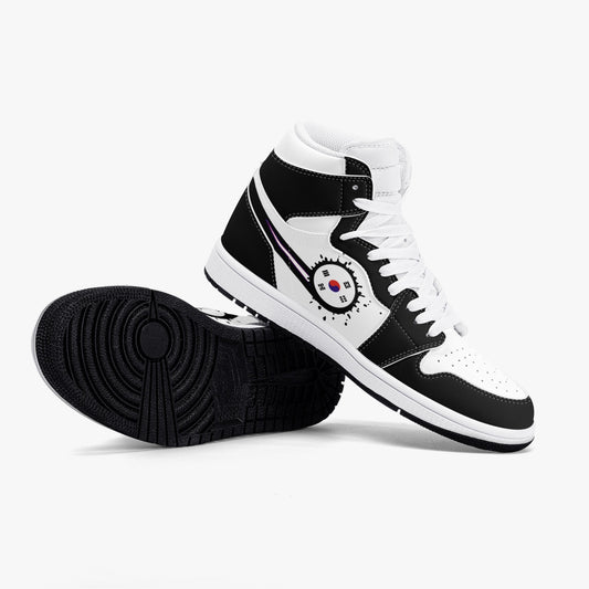 Air Korea Splattered Icon Black/White High Tops (Black Sole) - Men's & Women's