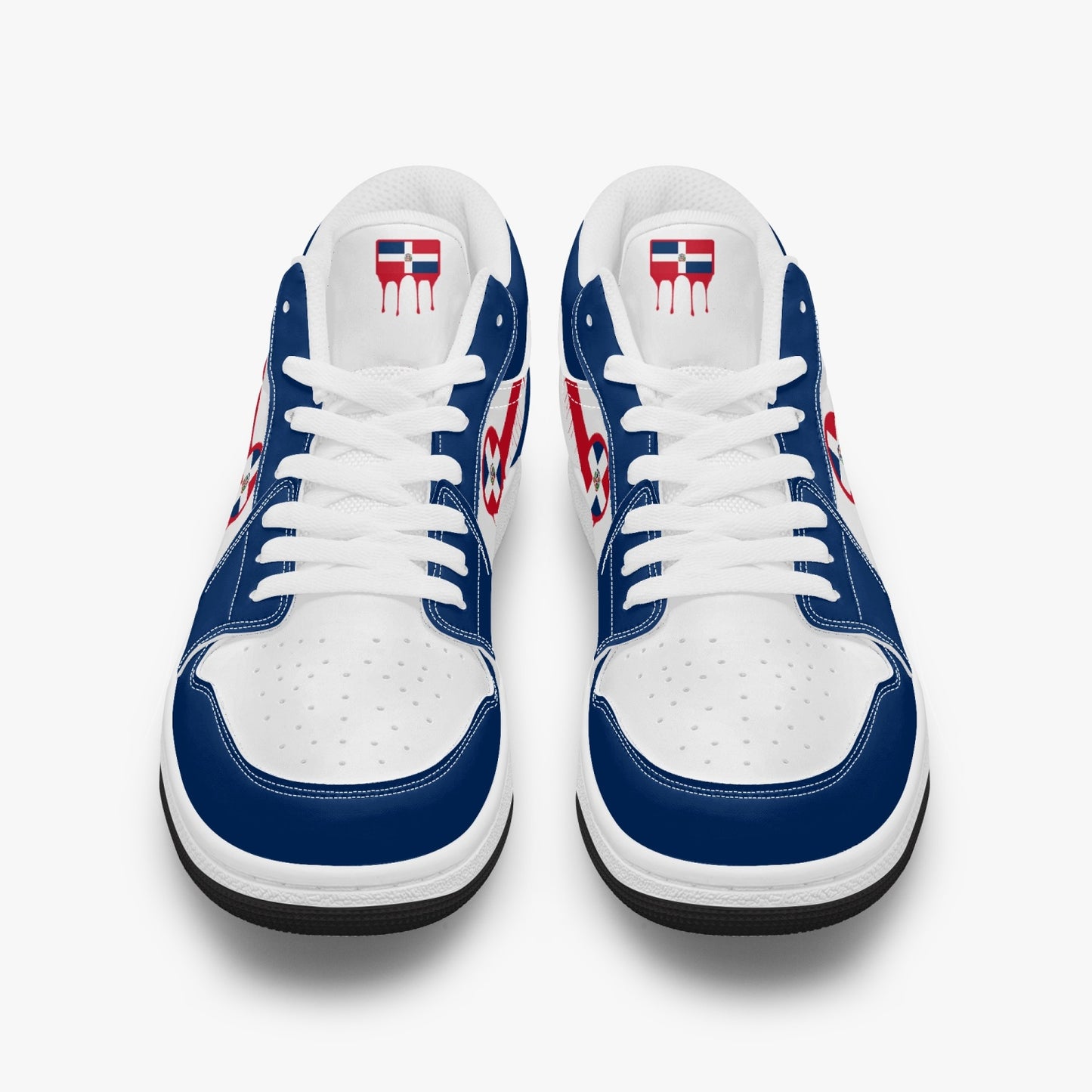 Air Dominican Red Drip / Blue & White Low Tops (Black Sole) - Men's & Women's