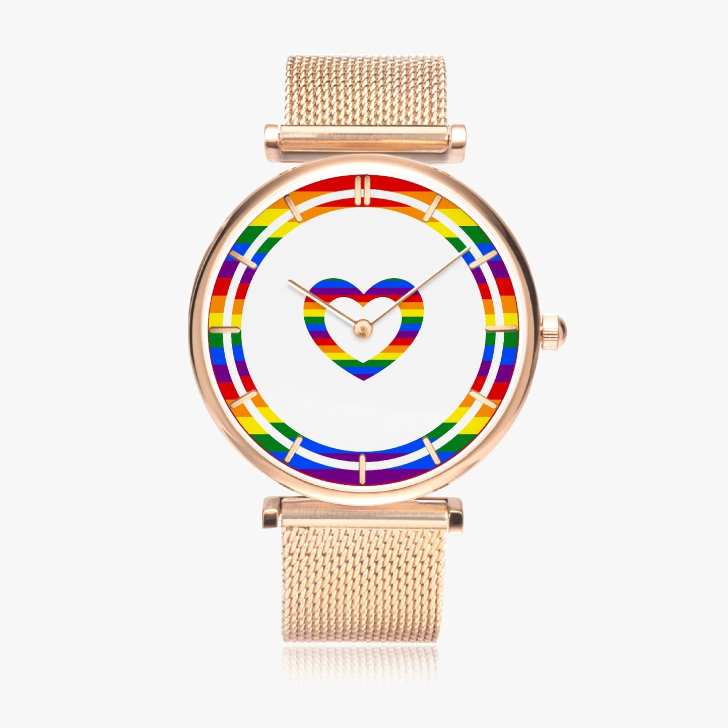 Rainbow Love Ultra Thin Women's Quartz Watch - Gold / Rose Gold / Silver