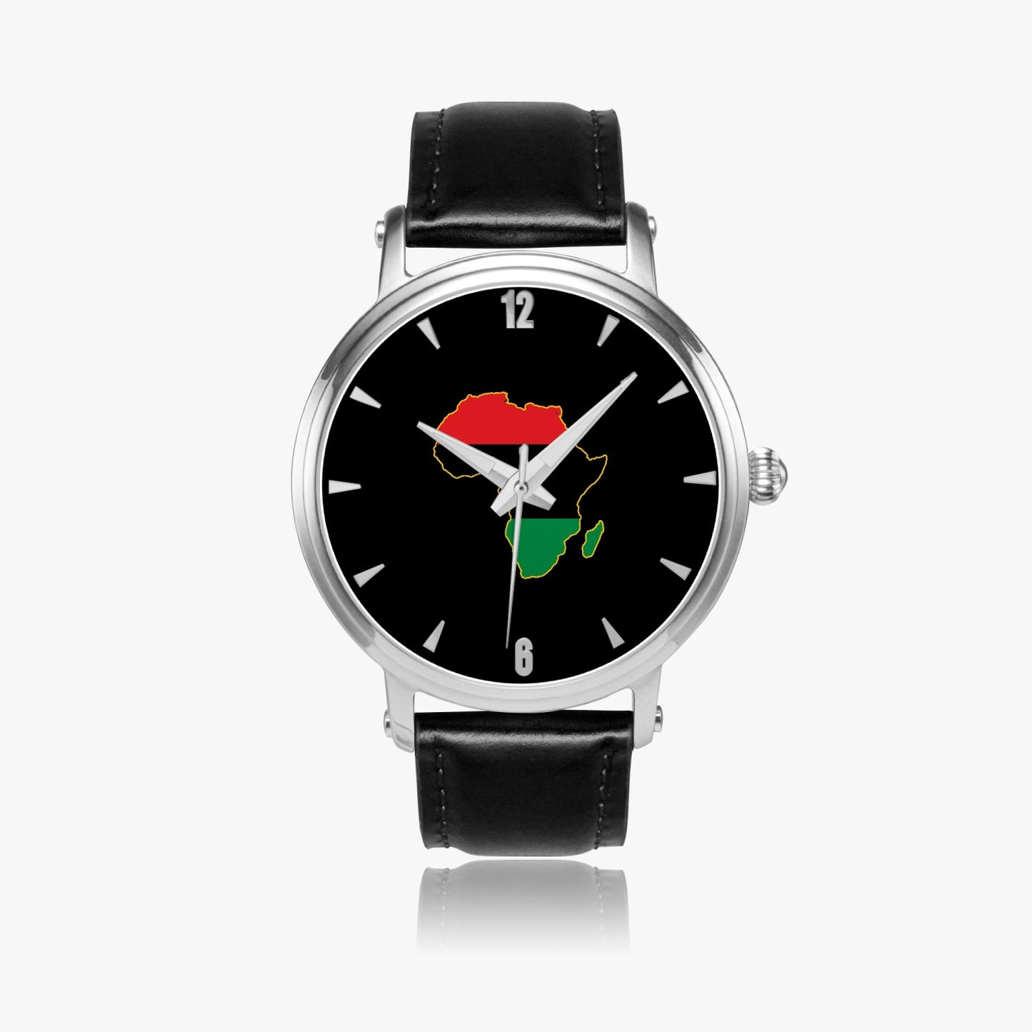 Africa Pride Premium Leather Men's Watch - Silver / Rose Gold / Black