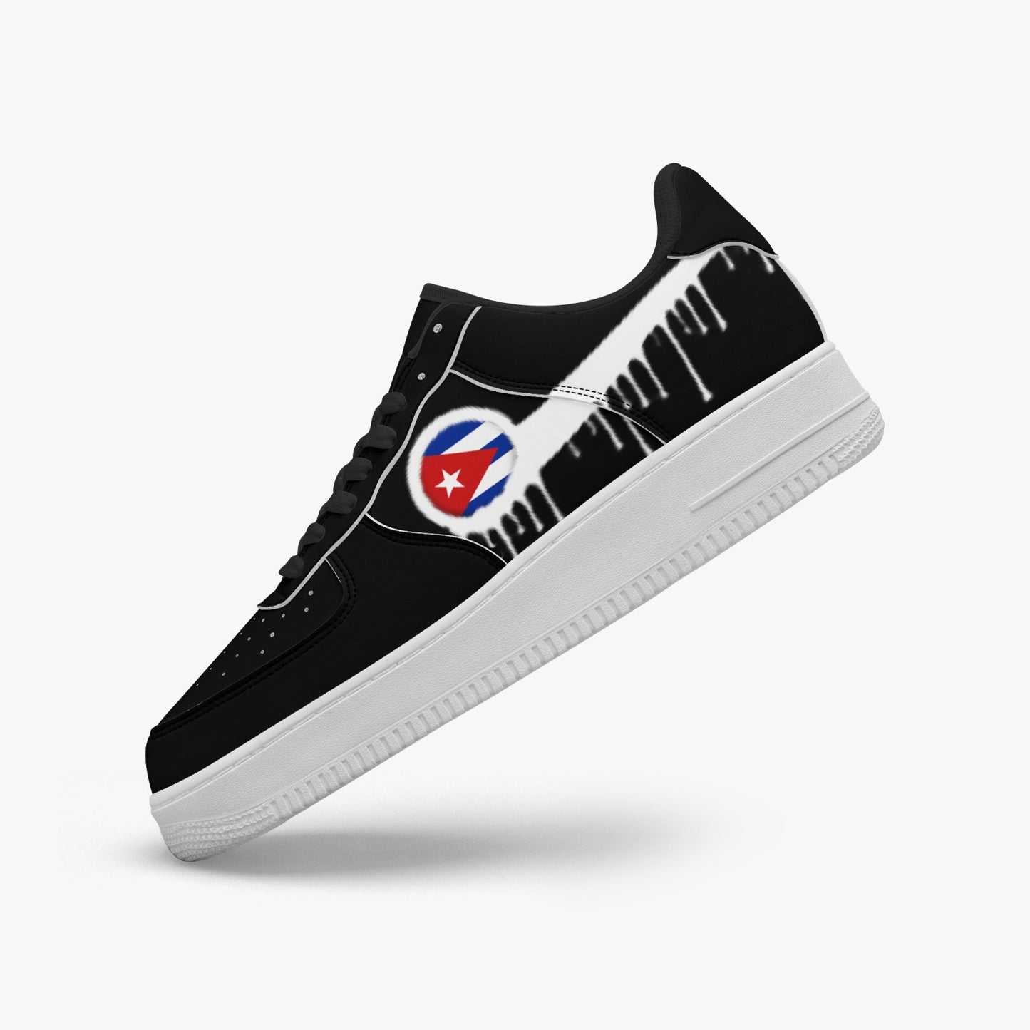 Cuba Blurred White Drip R-Force 1 Low Tops (Black) - Men's & Women's