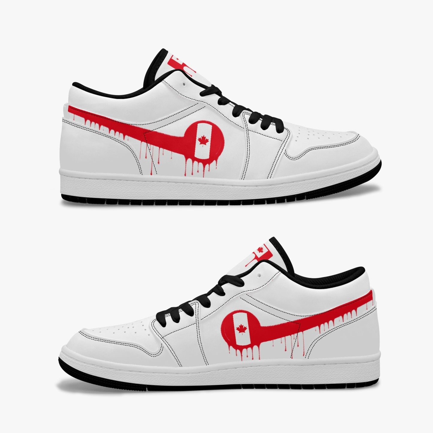 Air Canada Red Drip / White Low Tops (Black Sole) - Men's & Women's