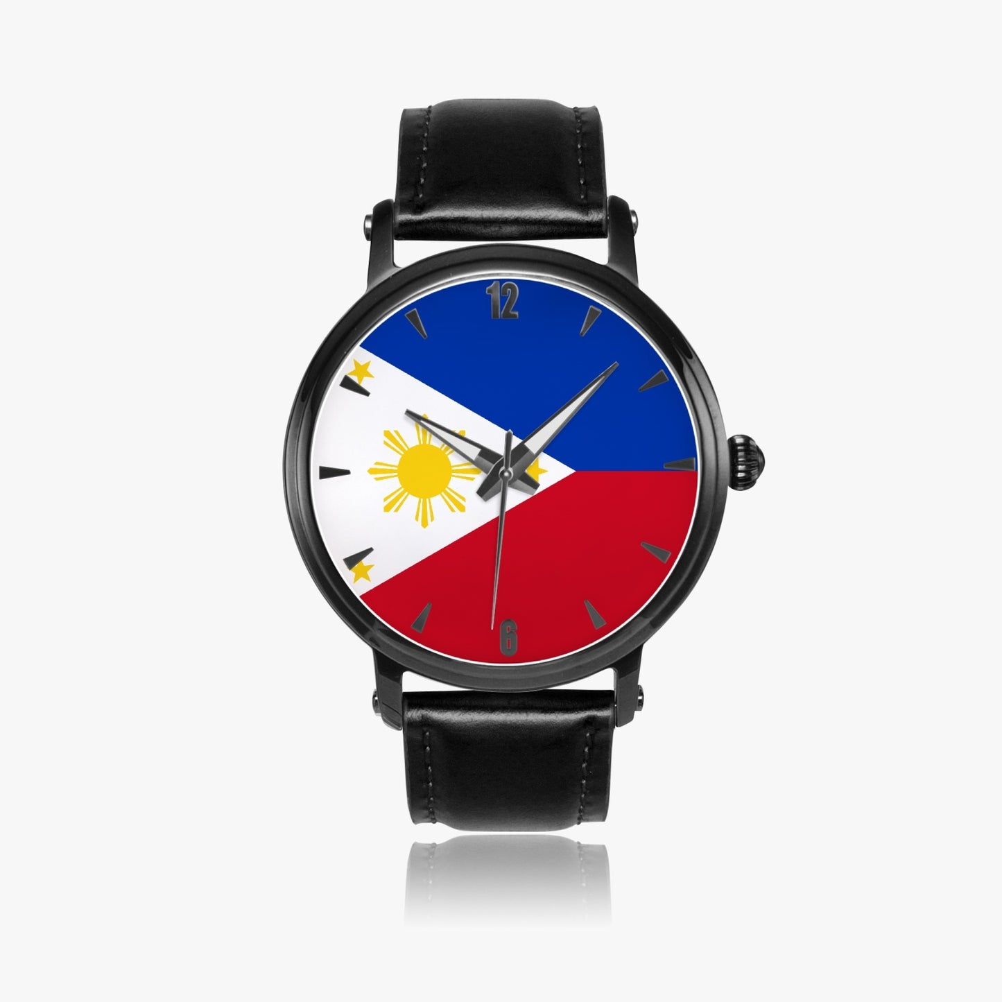 Philippines Pride Premium Leather Men's Watch - Silver / Rose Gold / Black