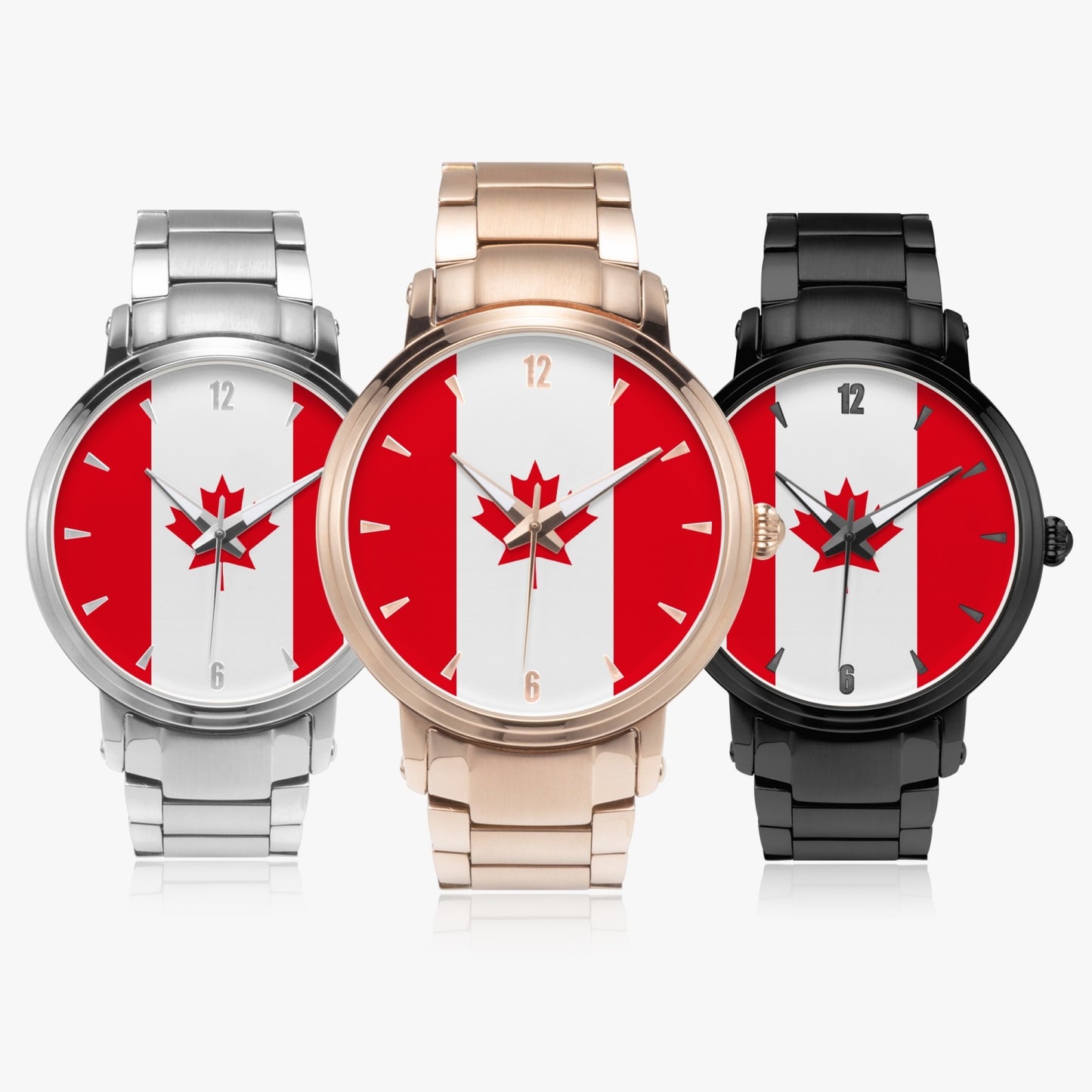 Canada Pride Stainless Steel Luxury Men's Watch - Silver / Rose Gold / Black