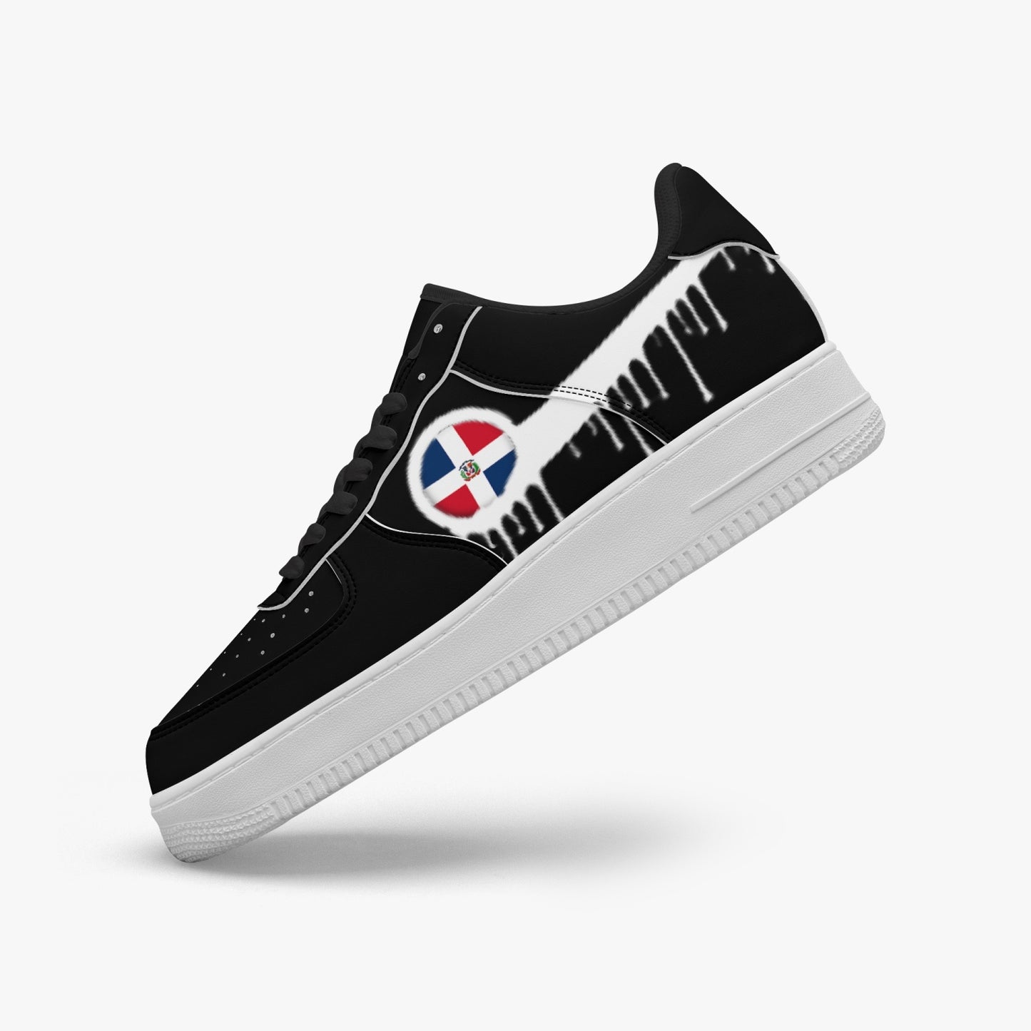 Dominican Blurred White Drip R-Force 1 Low Tops (Black) - Men's & Women's