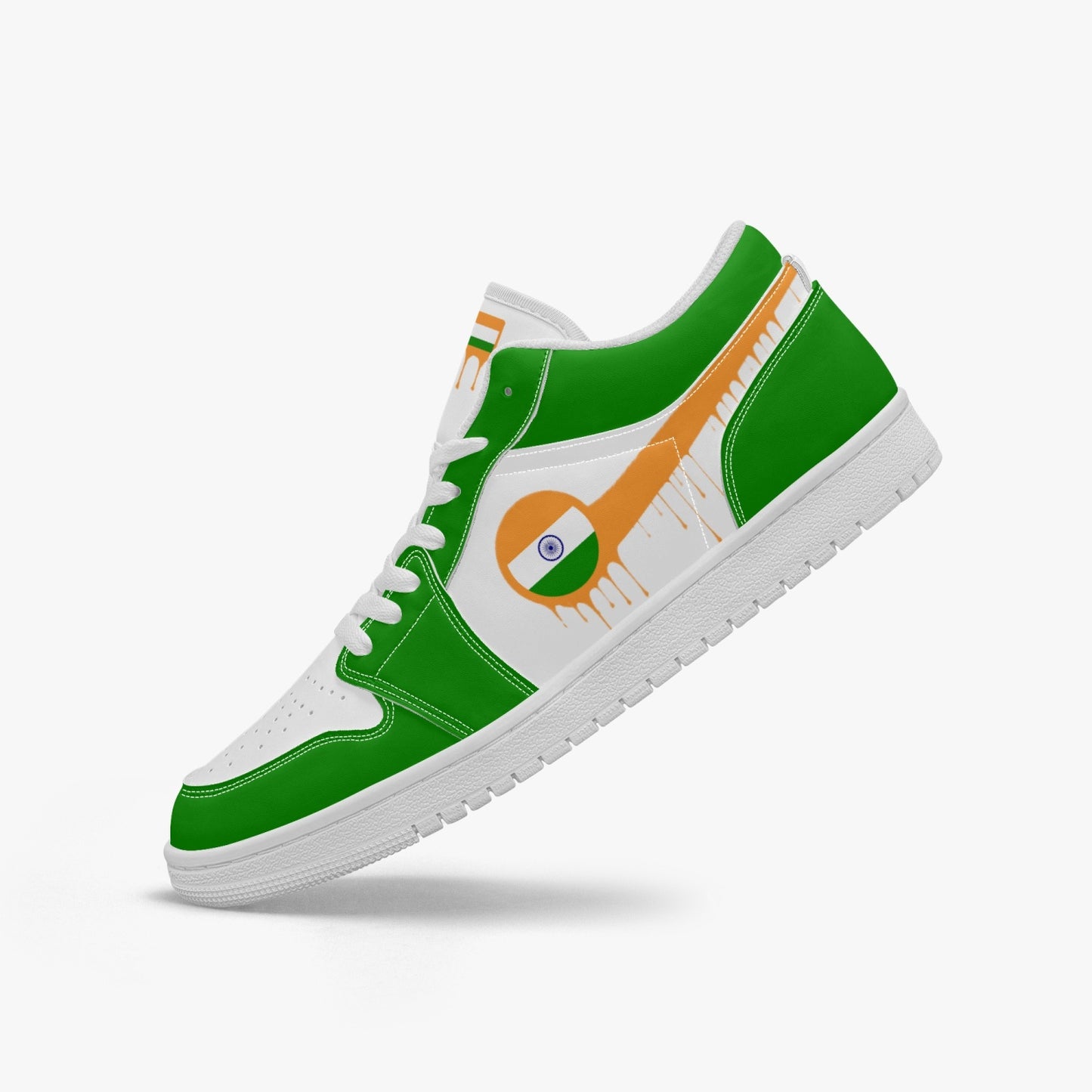 Air India Orange Drip / Green & White Low Tops (White Sole) - Men's & Women's