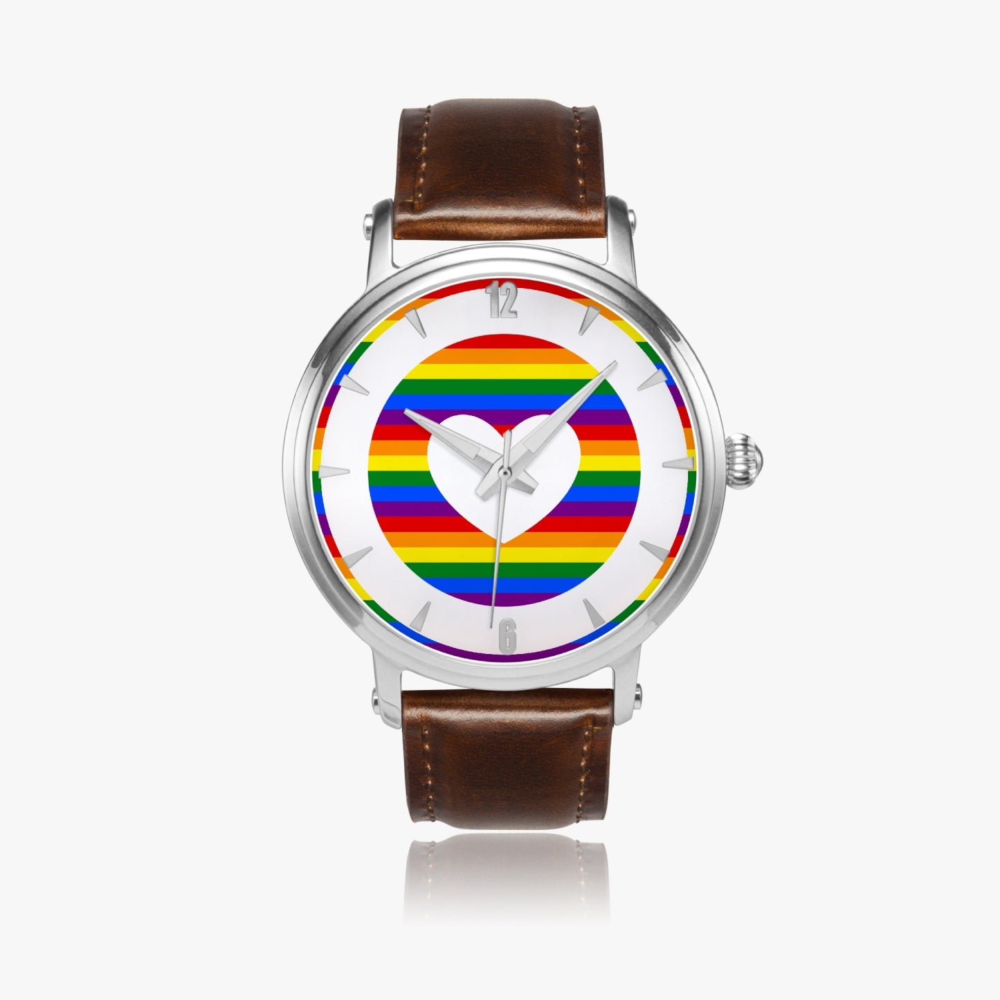 Rainbow Pride Premium Leather Men's Watch - Silver / Rose Gold / Black