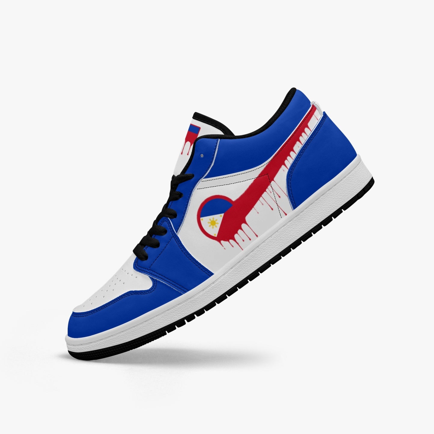 Air Philippines Red Drip / Blue & White Low Tops (Black Sole) - Men's & Women's