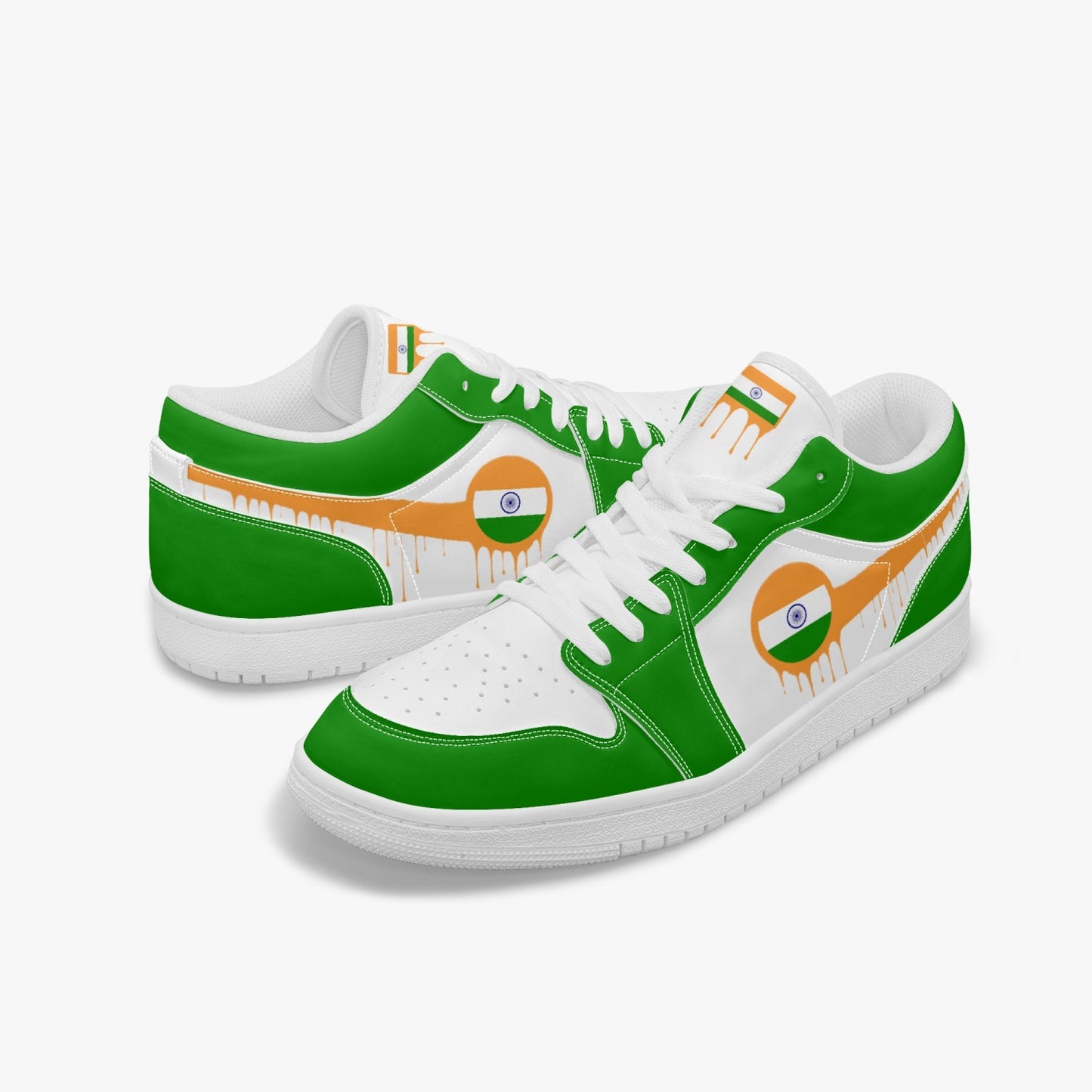 Air India Orange Drip / Green & White Low Tops (White Sole) - Men's & Women's