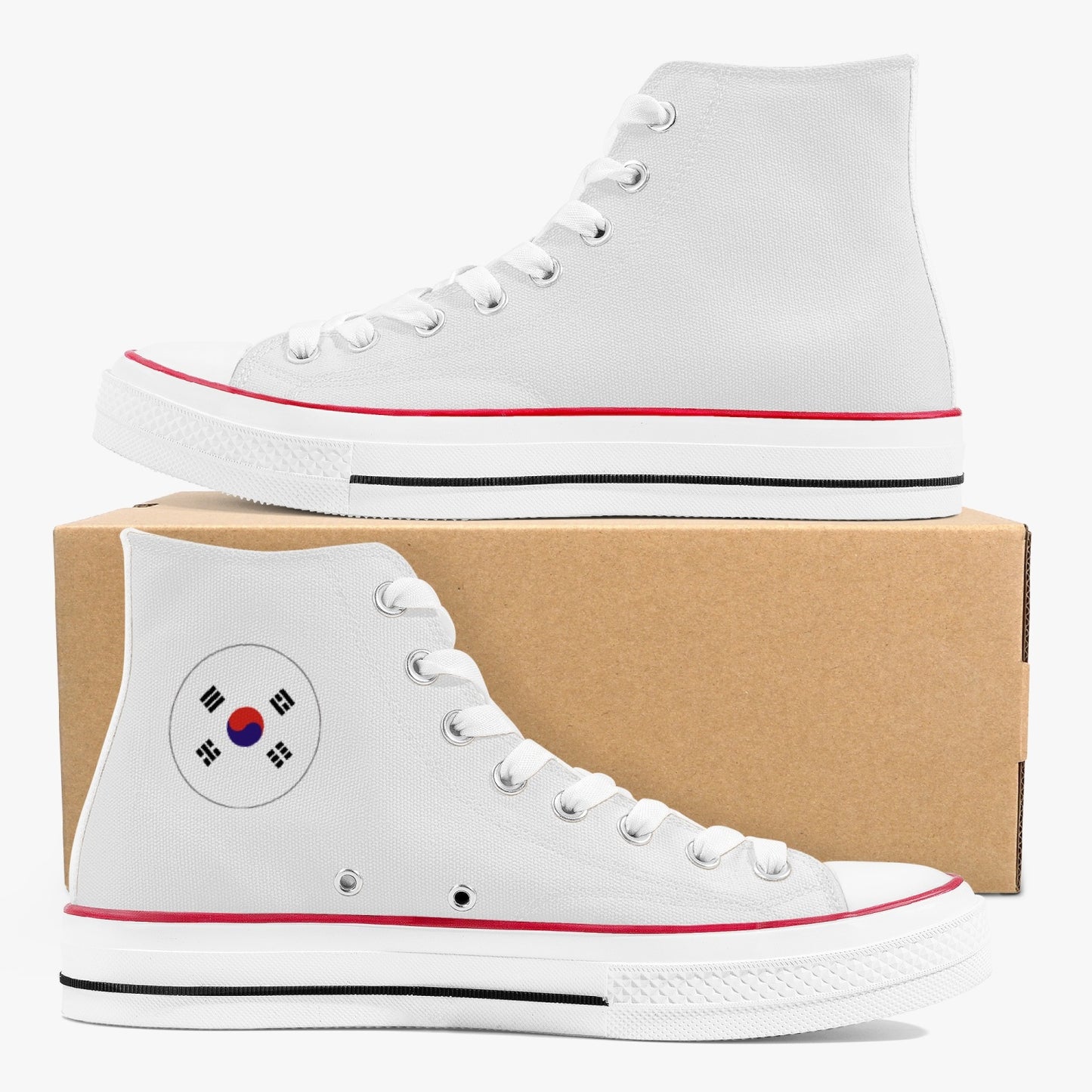 South Korea Classic Canvas High Tops (White) - Men's & Women's