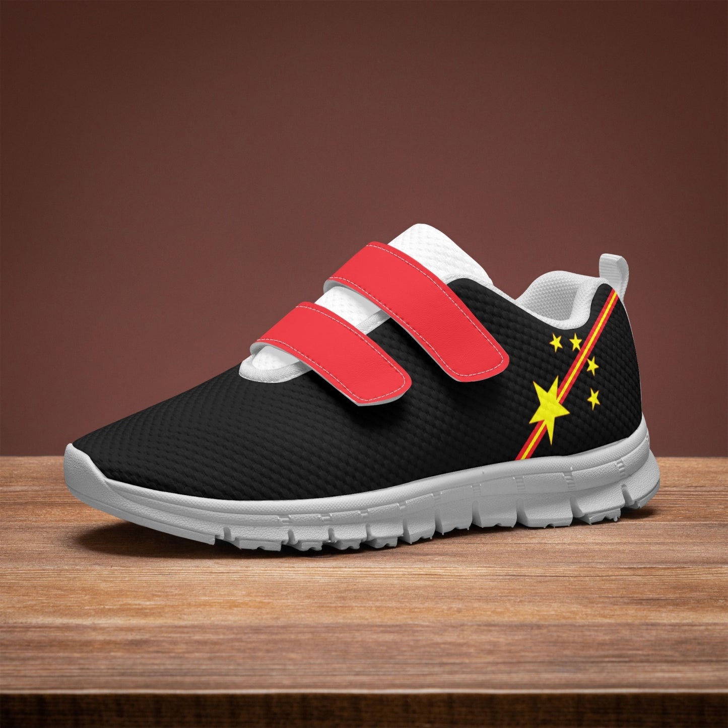China Pride Kid's Lightweight Velcro Mesh Sneaker - Black