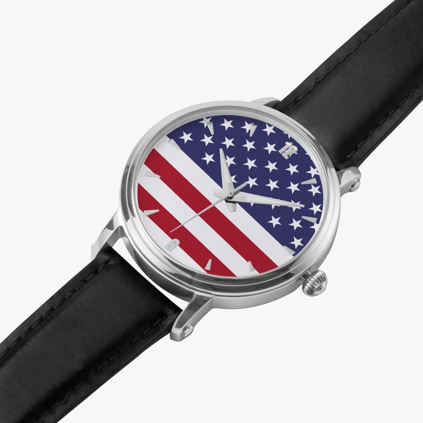 American Pride Premium Leather Men's Watch - Silver / Rose Gold / Black