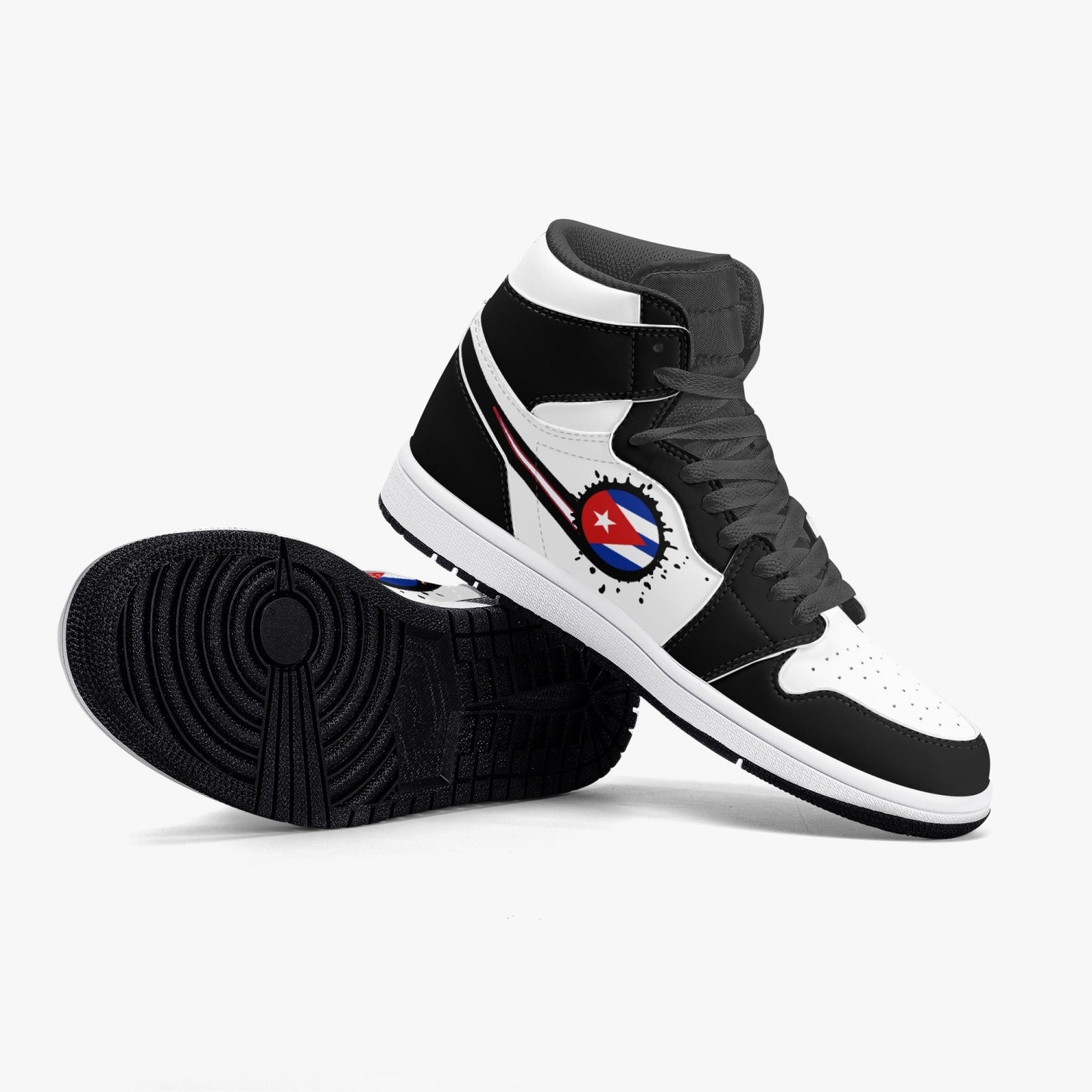 Air Cuba Splattered Icon Black/White High Tops (Black Sole) - Men's & Women's