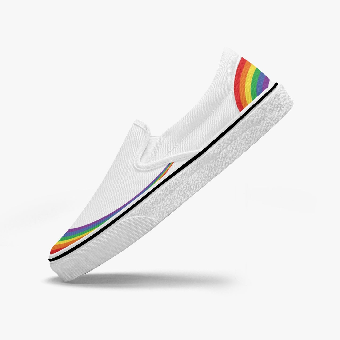 Rainbow Pride Canvas Slip-Ons (White) - Men's & Women's