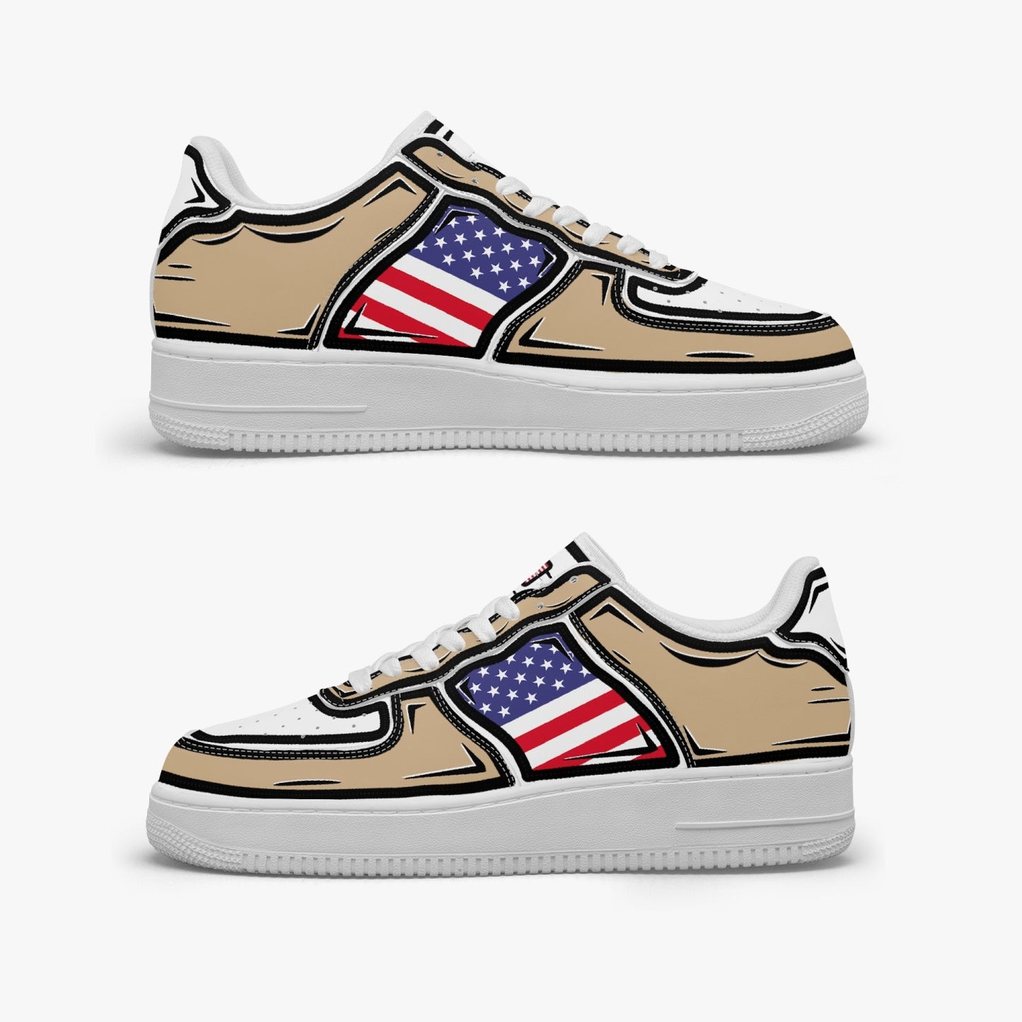USA Cartoon Force 1 Low Tops (Tan) - Men's & Women's