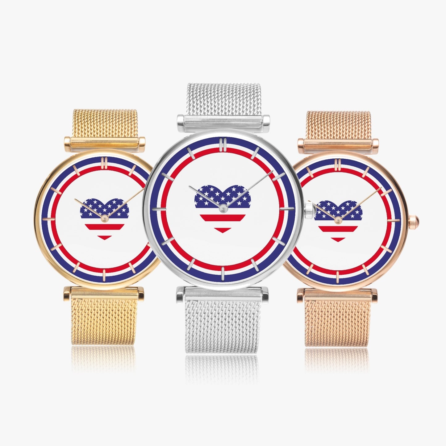 American Love Ultra Thin Women's Quartz Watch - Gold / Rose Gold / Silver