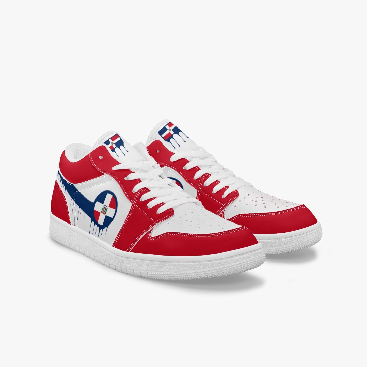 Air Dominican Blue Drip / Red & White Low Tops (White Sole) - Men's & Women's