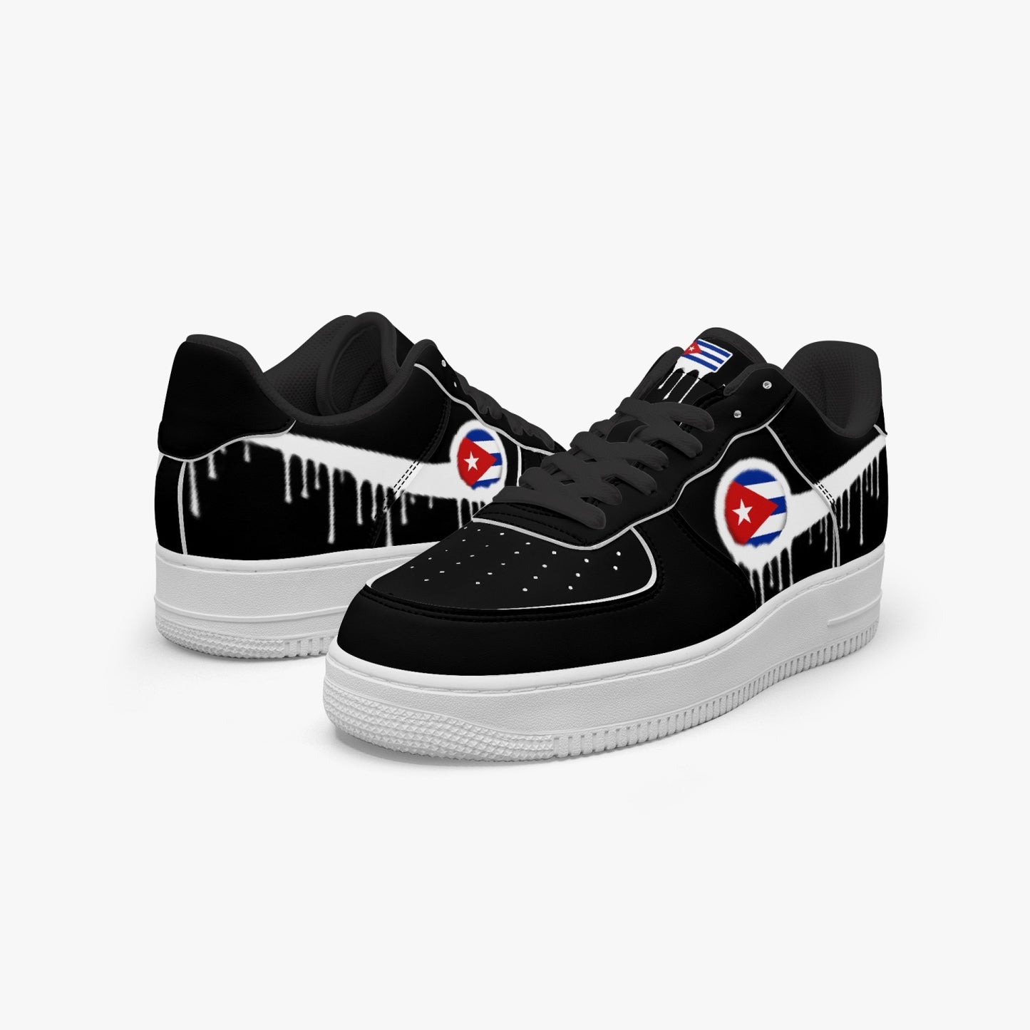 Cuba Blurred White Drip R-Force 1 Low Tops (Black) - Men's & Women's