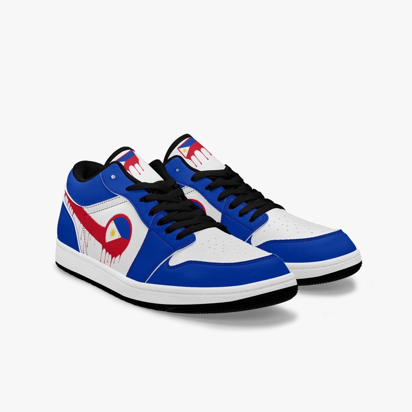 Air Philippines Red Drip / Blue & White Low Tops (Black Sole) - Men's & Women's