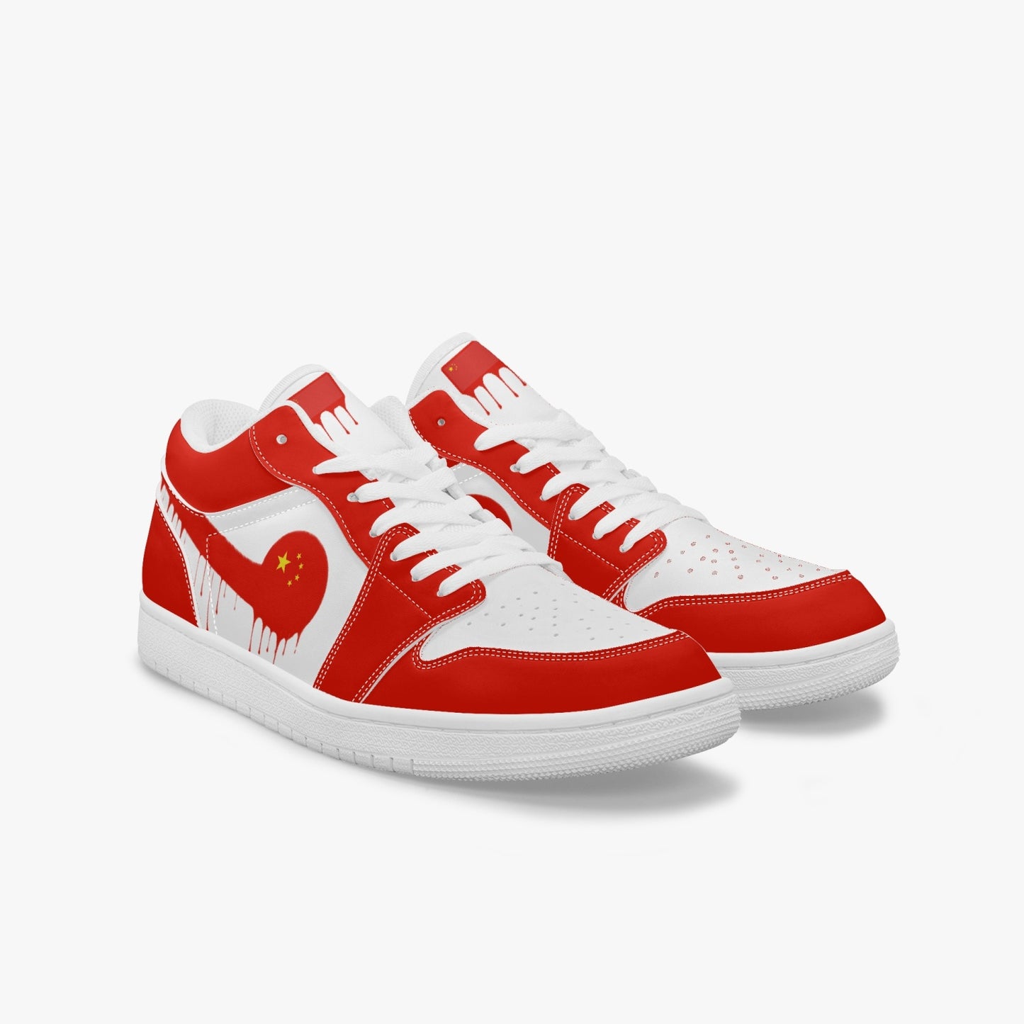 Air China Red Drip / Red & White Low Tops (White Sole) - Men's & Women's