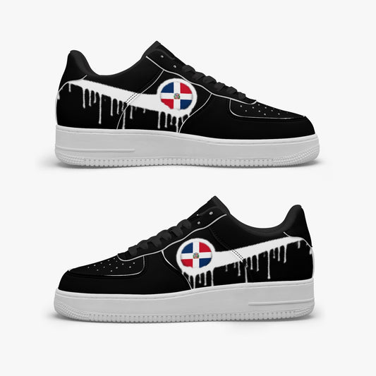 Dominican Blurred White Drip R-Force 1 Low Tops (Black) - Men's & Women's