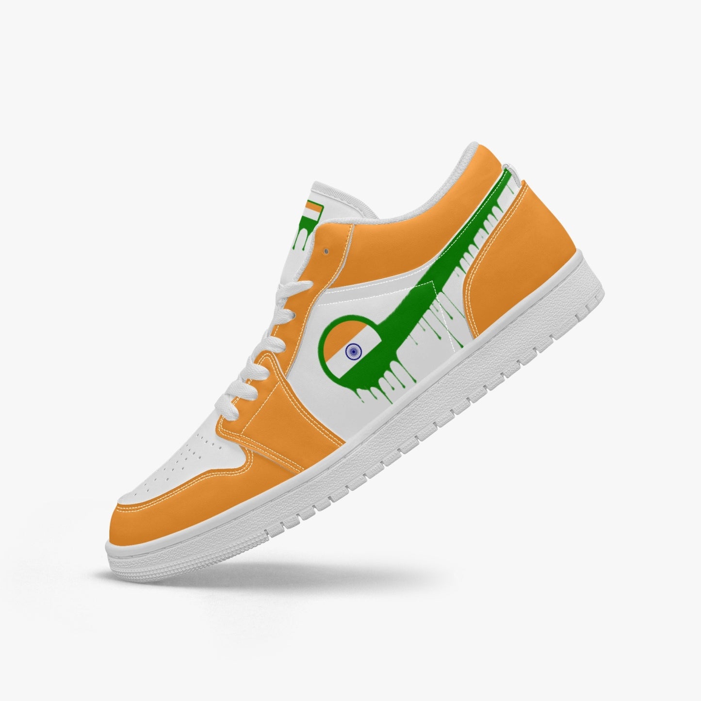 Air India Green Drip / Orange & White Low Tops (White Sole) - Men's & Women's