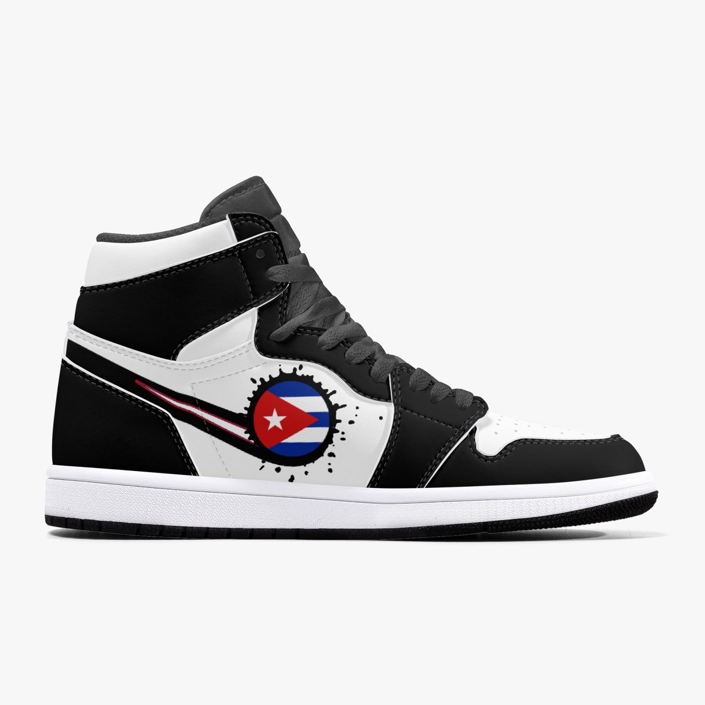 Air Cuba Splattered Icon Black/White High Tops (Black Sole) - Men's & Women's