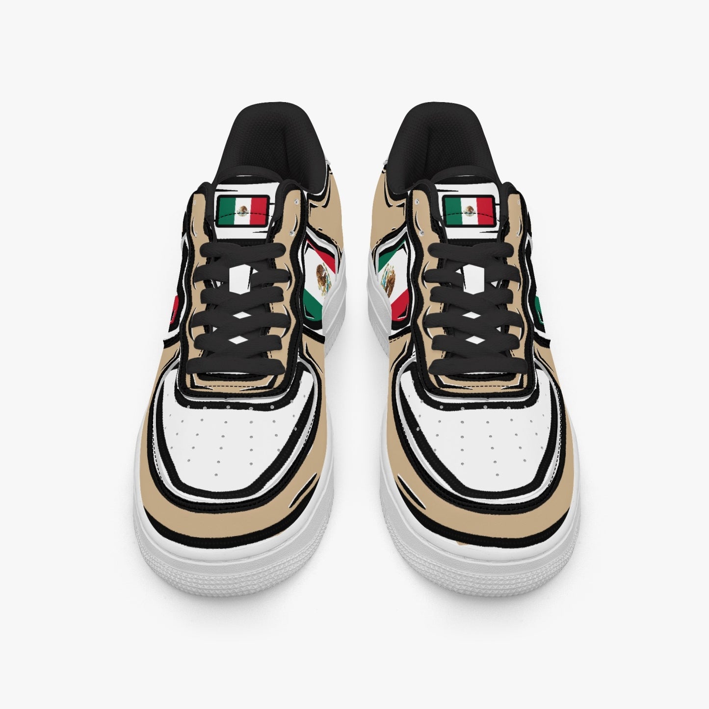 Mexico Cartoon Force 1 Low Tops (Tan) - Men's & Women's