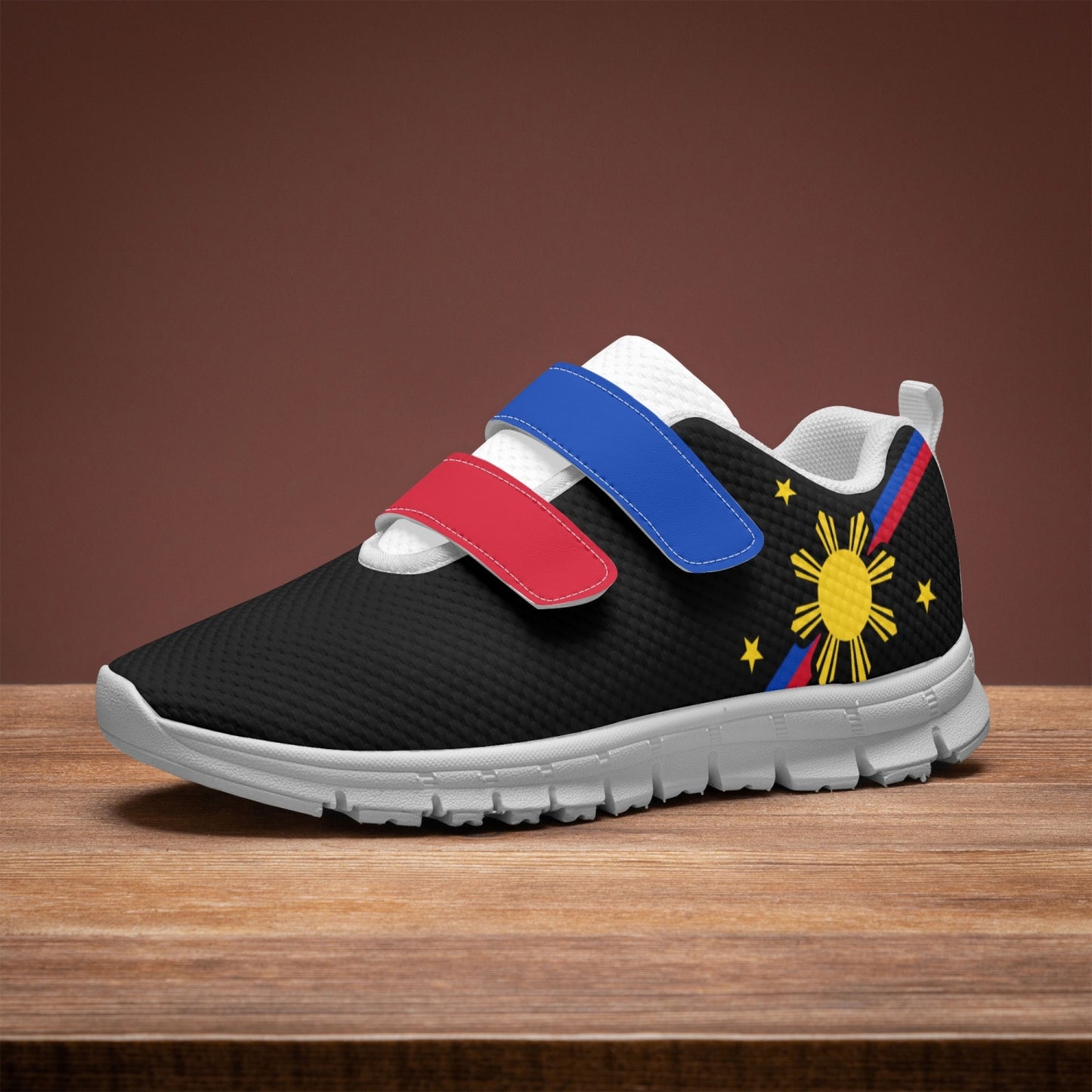 Philippines Pride Kid's Lightweight Velcro Mesh Sneaker - Black