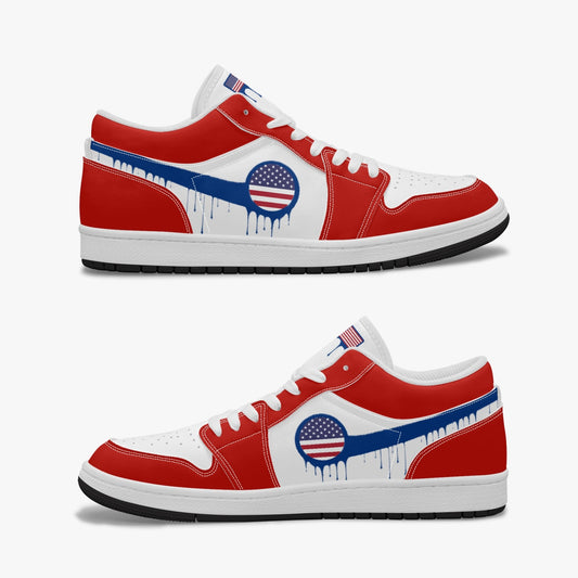 Air America Blue Drip / Red & White Low Tops (Black Sole) - Men's & Women's