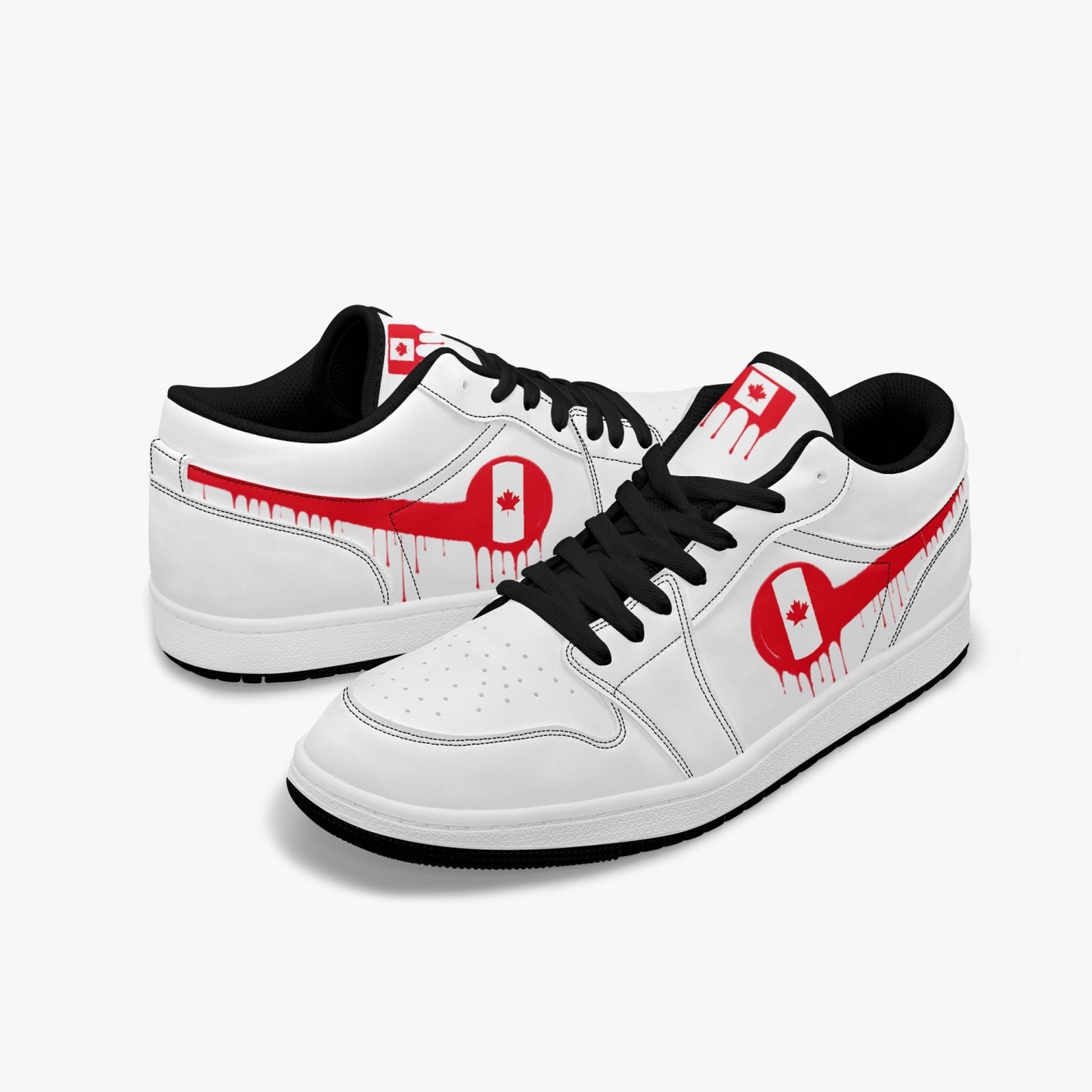 Air Canada Red Drip / White Low Tops (Black Sole) - Men's & Women's
