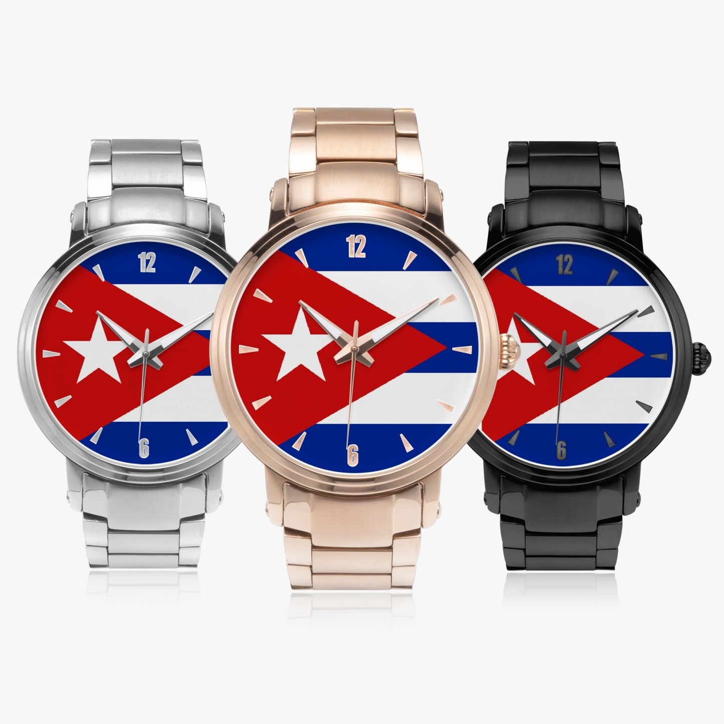 Cuba Pride Stainless Steel Luxury Men's Watch - Silver / Rose Gold / Black
