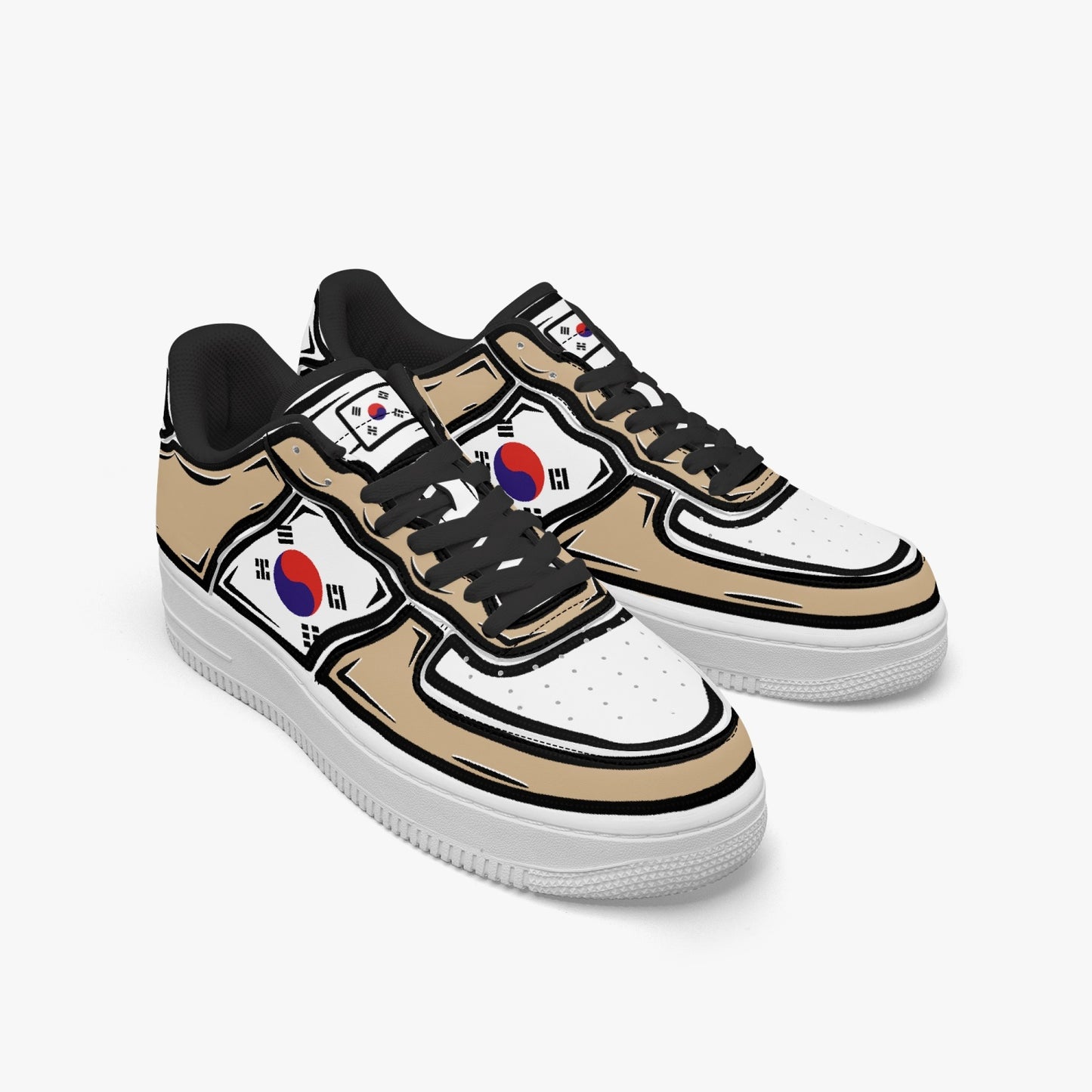 South Korea Cartoon Force 1 Low Tops (Tan) - Men's & Women's