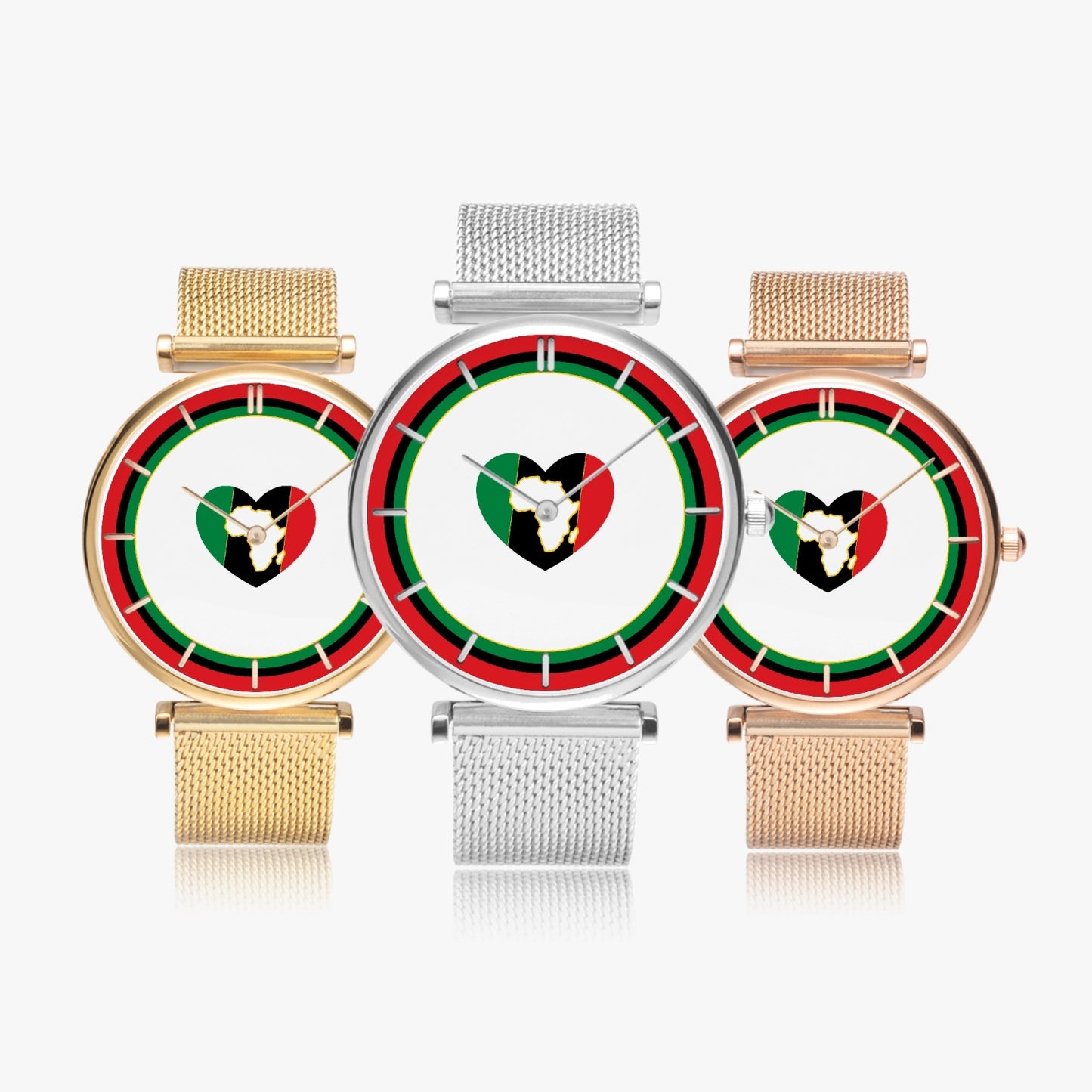 Africa Love Ultra Thin Women's Quartz Watch - Gold / Rose Gold / Silver