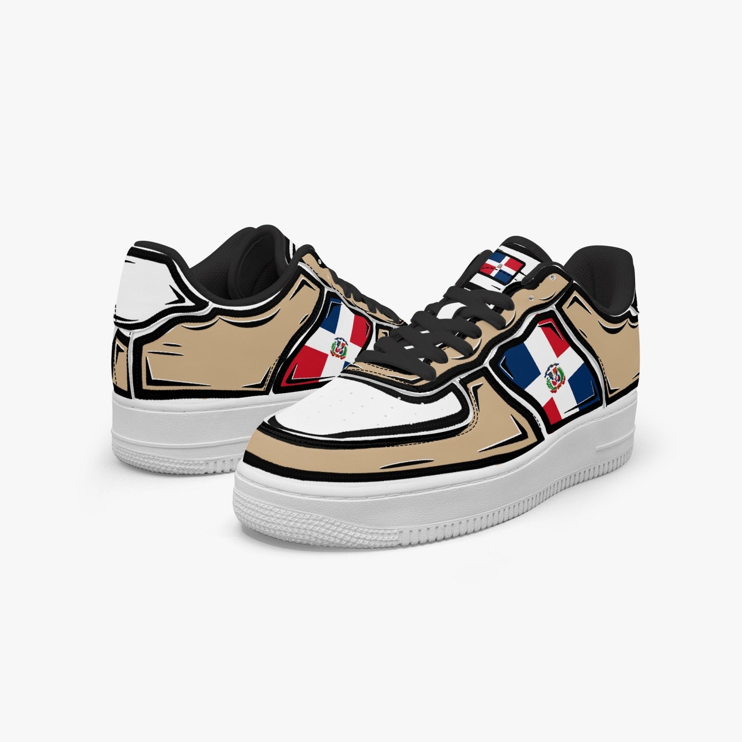 Dominican Cartoon Force 1 Low Tops (Tan) - Men's & Women's