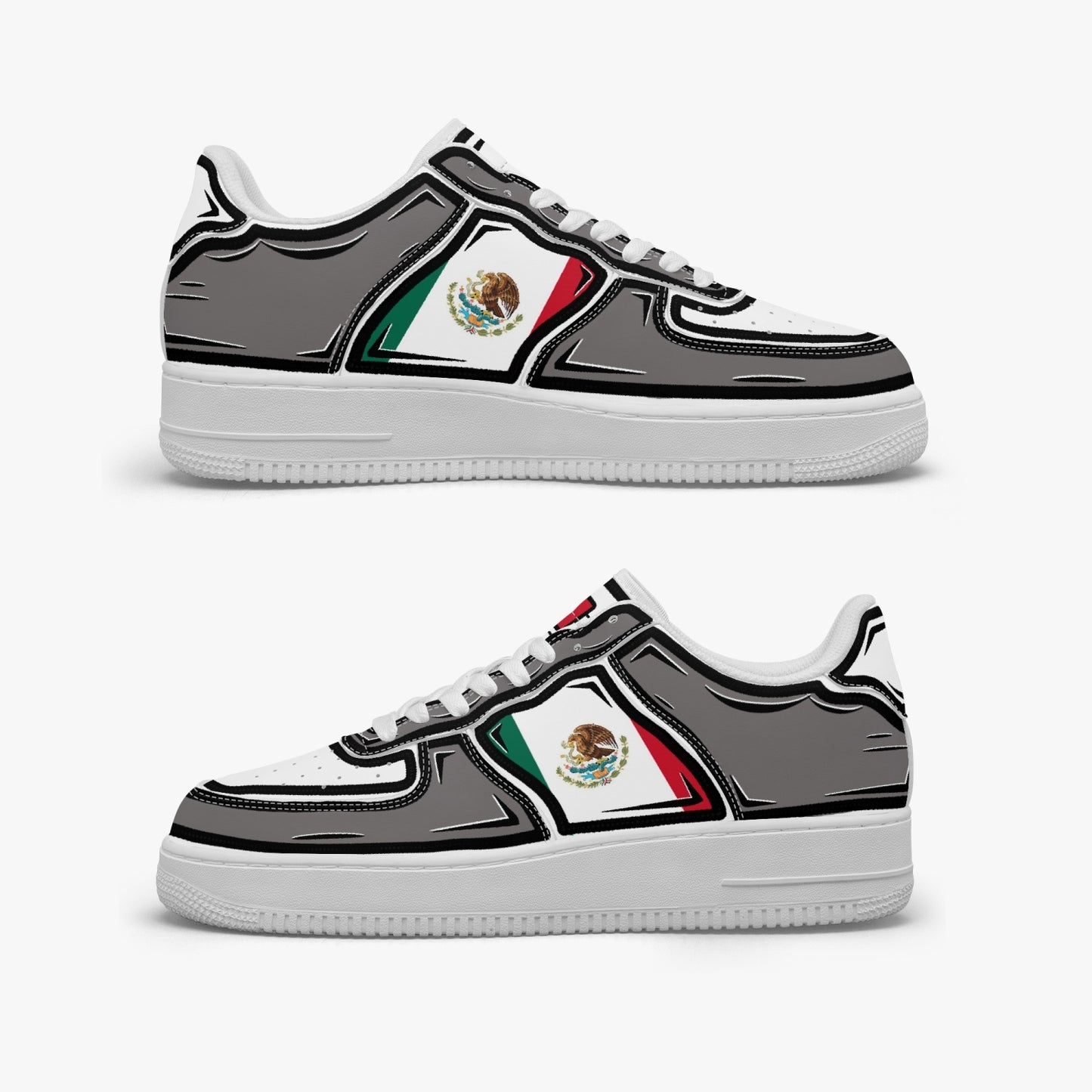 Mexico Cartoon Force 1 Low Tops (Gray) - Men's & Women's