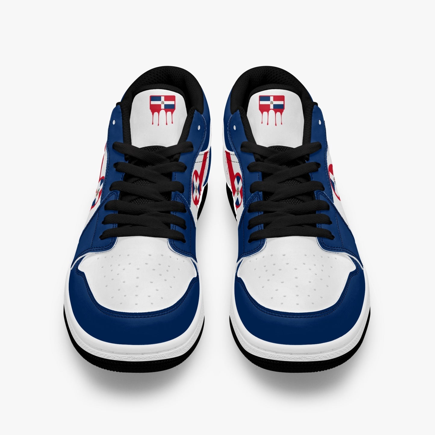 Air Dominican Red Drip / Blue & White Low Tops (Black Sole) - Men's & Women's