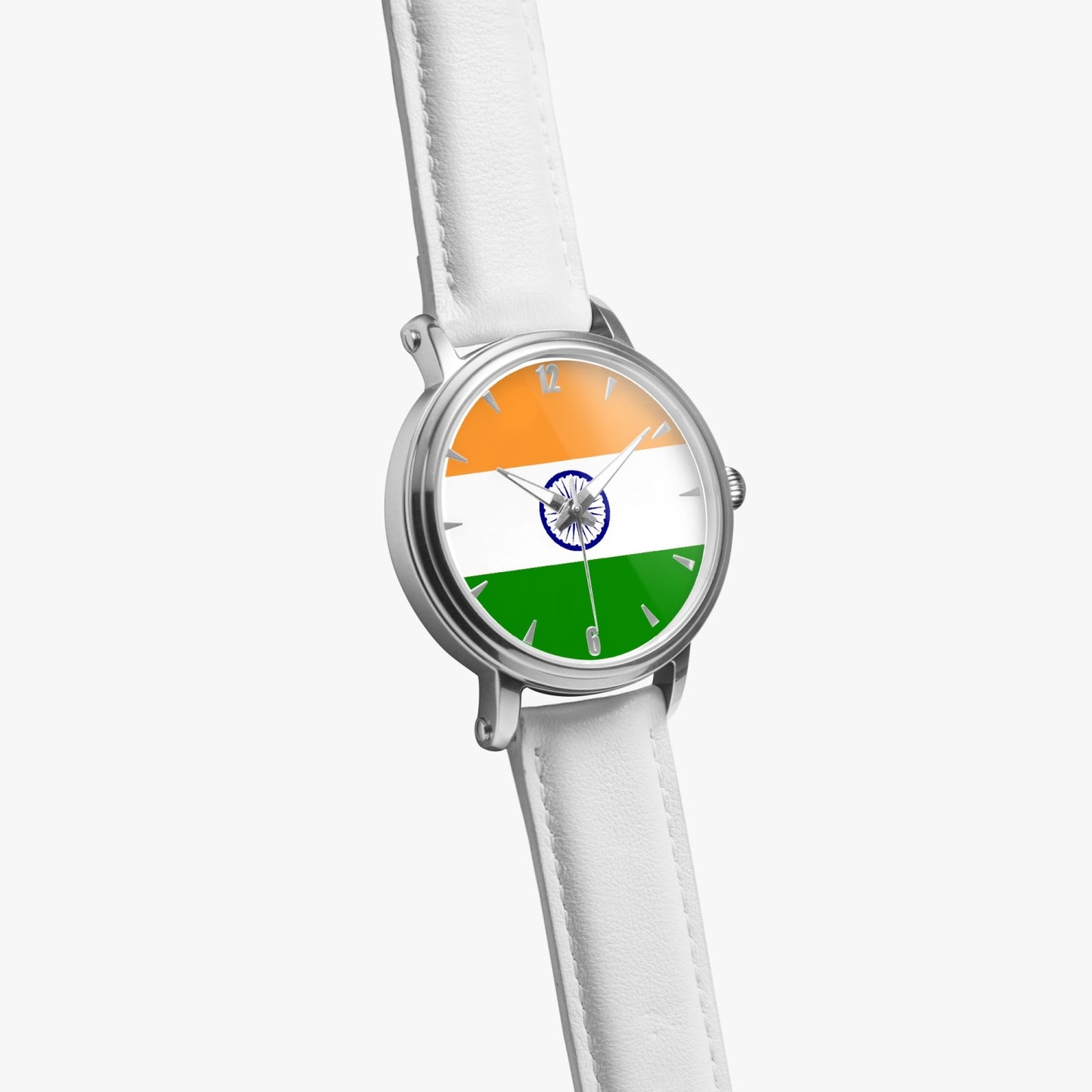India Pride Premium Leather Men's Watch - Silver / Rose Gold / Black