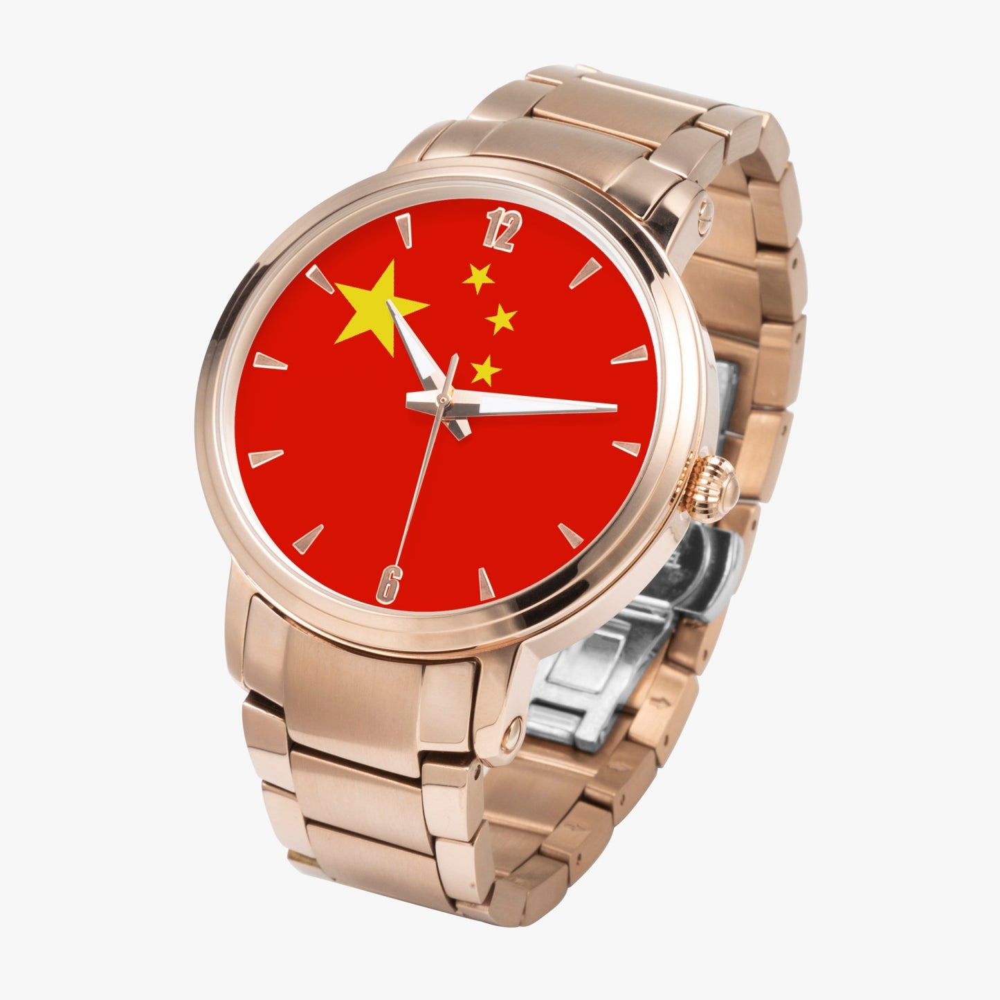 China Pride Stainless Steel Luxury Men's Watch - Silver / Rose Gold / Black