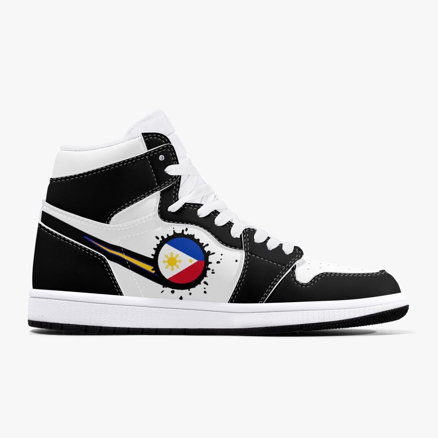 Air Philippines Splattered Icon Black/White High Tops (Black Sole) - Men's & Women's