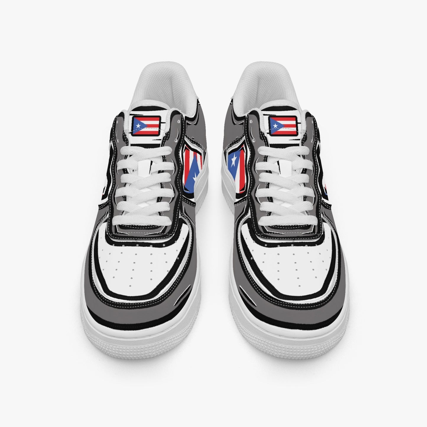 Puerto Rico Cartoon Force 1 Low Tops (Gray) - Men's & Women's