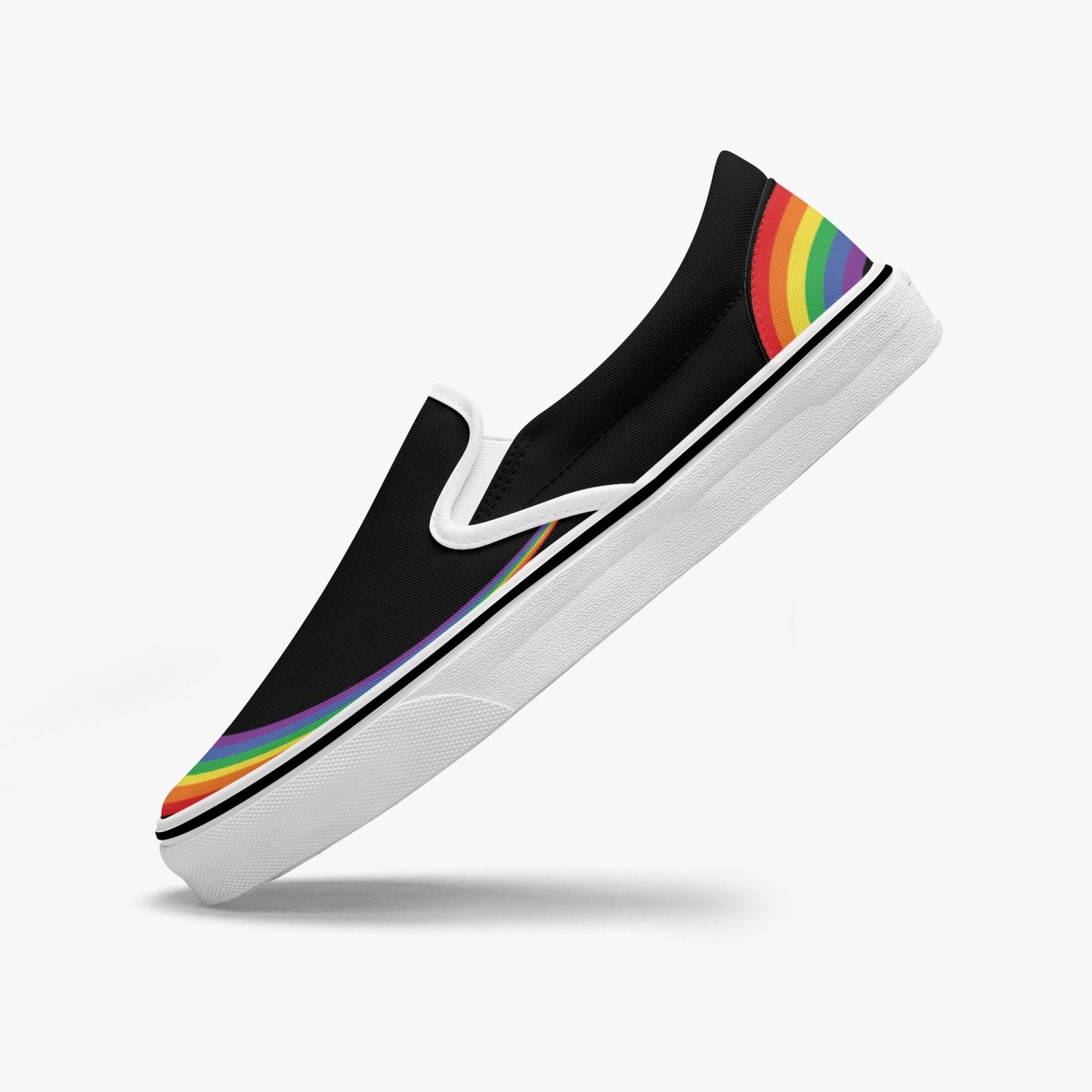Rainbow Pride Canvas Slip-Ons (Black) - Men's & Women's